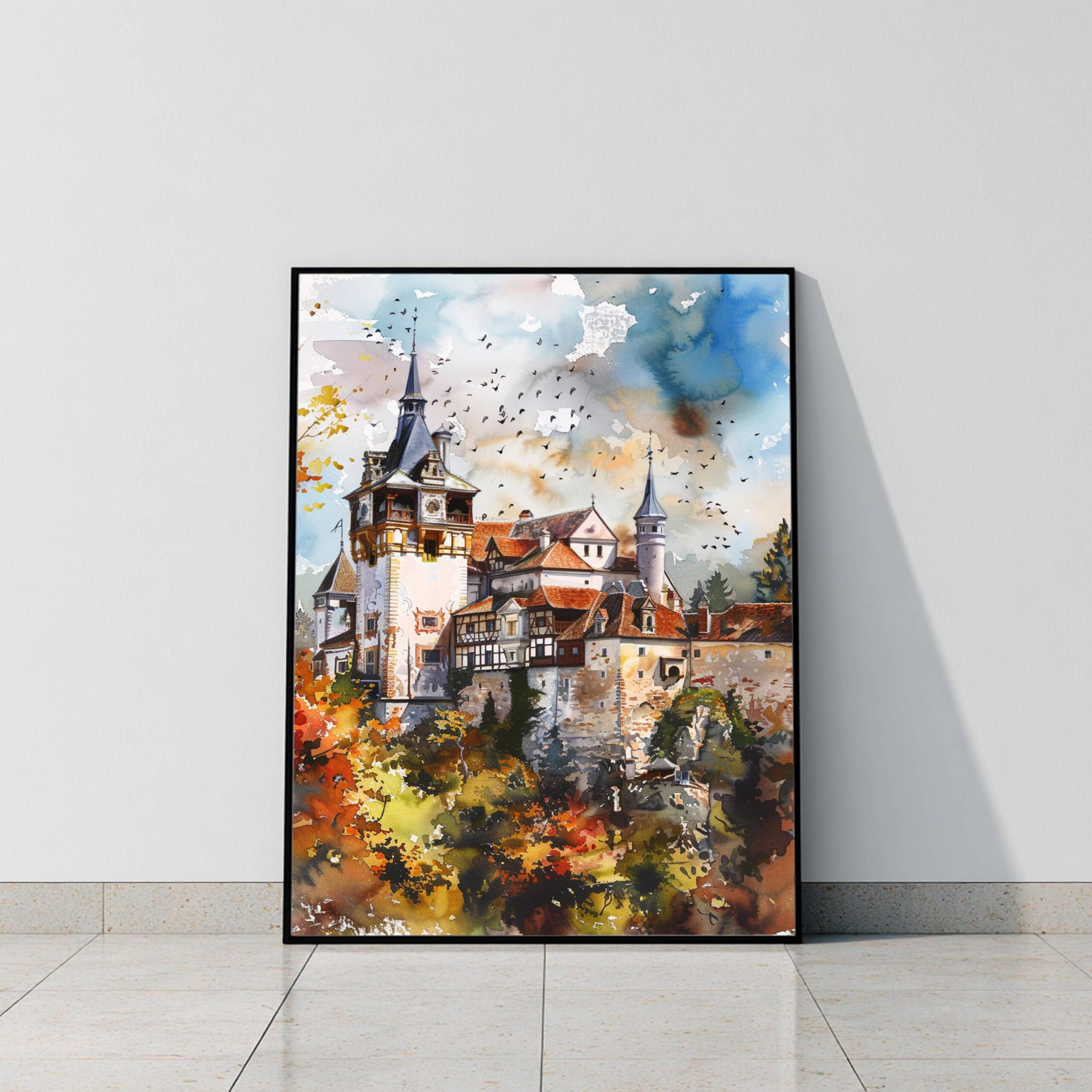 Bran (Dracula's) Castle Romania Watercolor Art Print: Europe Travel Art Poster - Image 9
