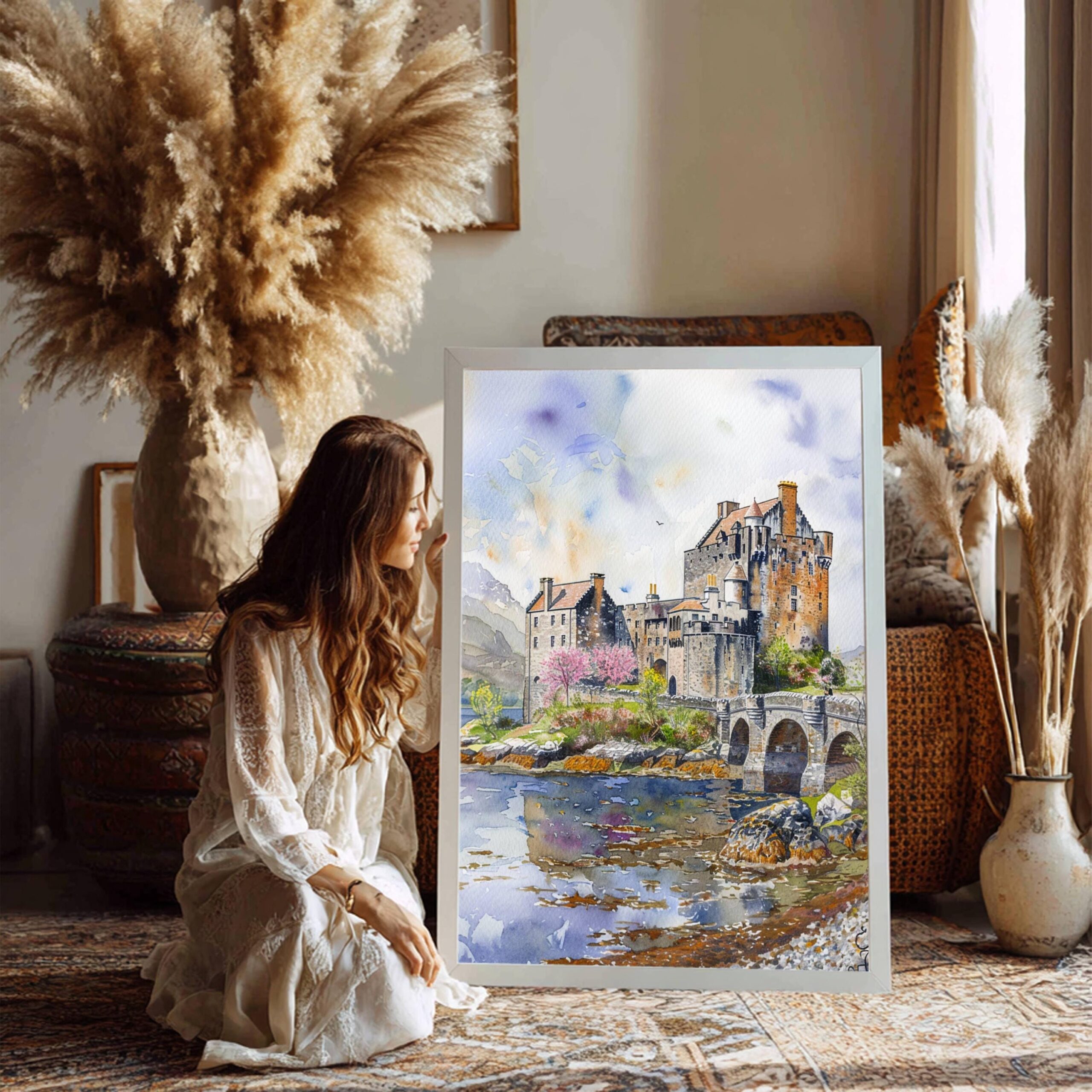 Eilean Donan Castle Scotland United Kingdom Watercolor Print: Scotland Travel Art Poster - Image 7