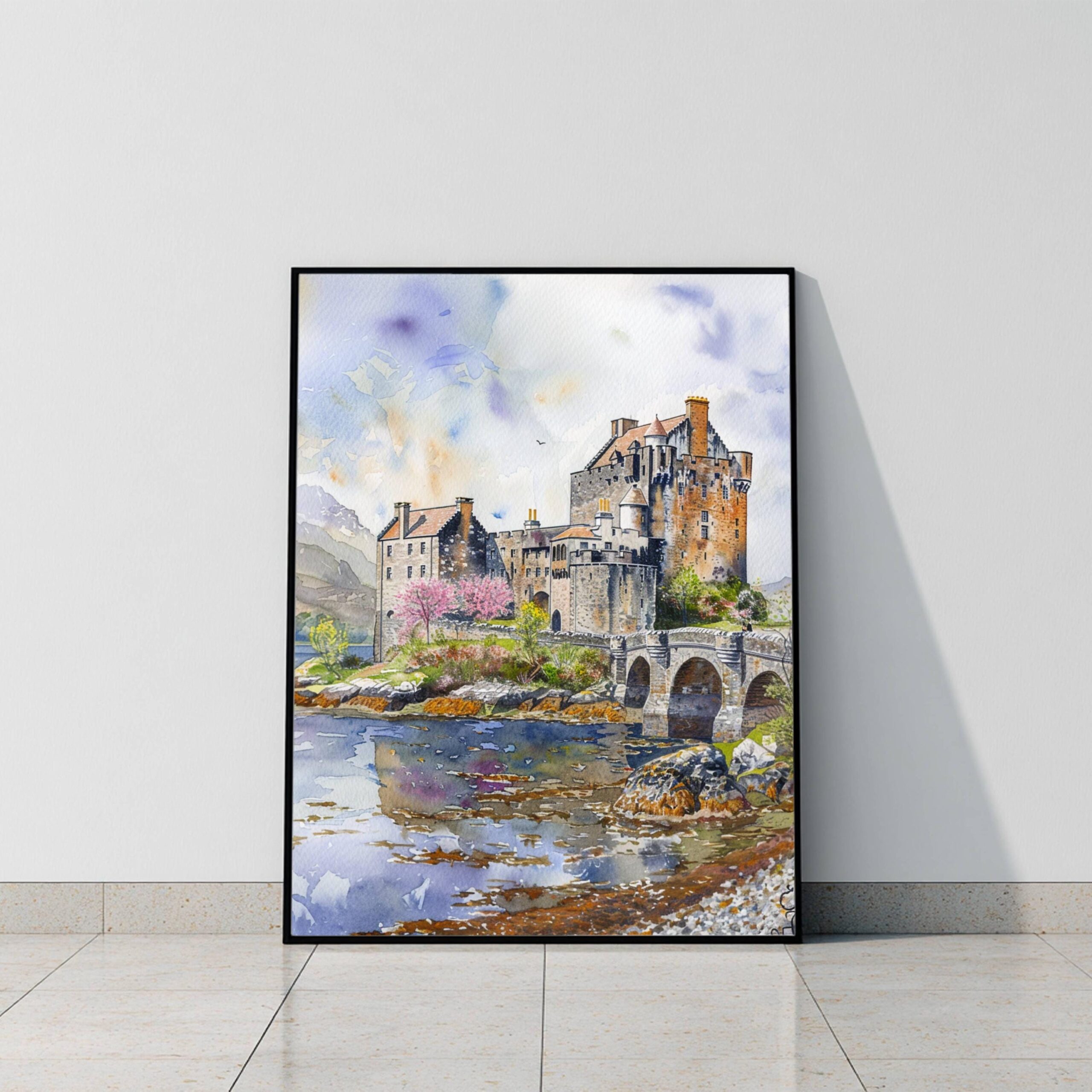 Eilean Donan Castle Scotland United Kingdom Watercolor Print: Scotland Travel Art Poster - Image 10