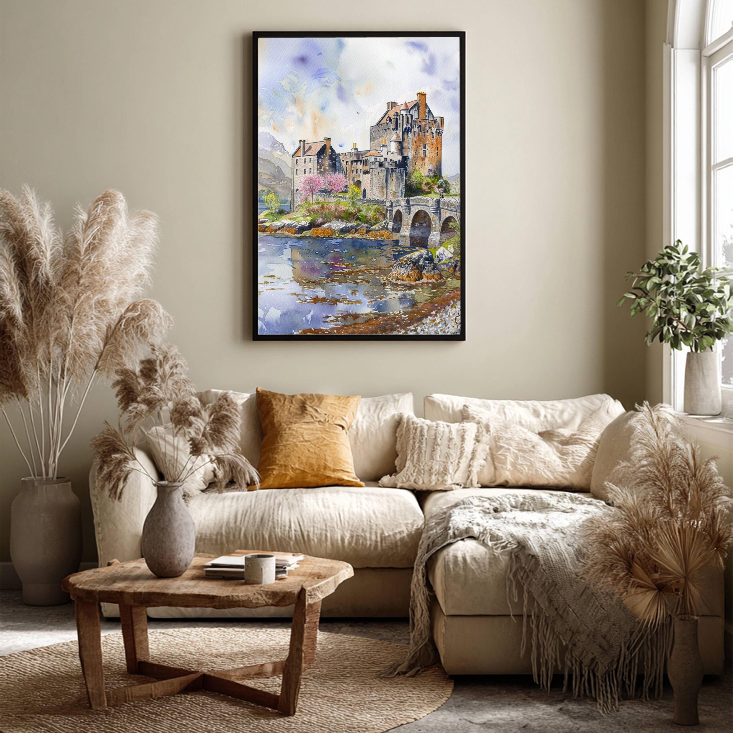 Eilean Donan Castle Scotland United Kingdom Watercolor Print: Scotland Travel Art Poster - Image 3