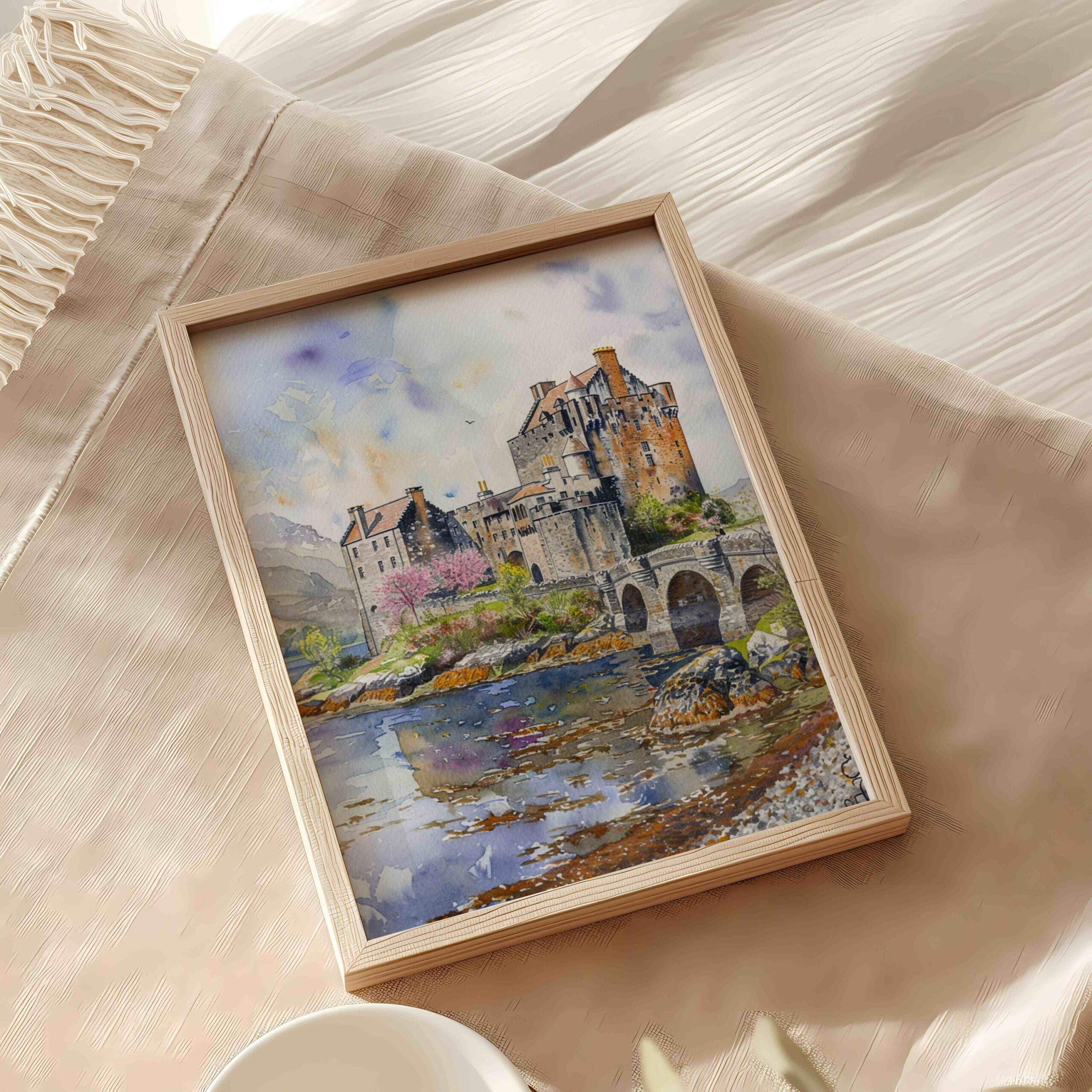 Eilean Donan Castle Scotland United Kingdom Watercolor Print: Scotland Travel Art Poster - Image 6