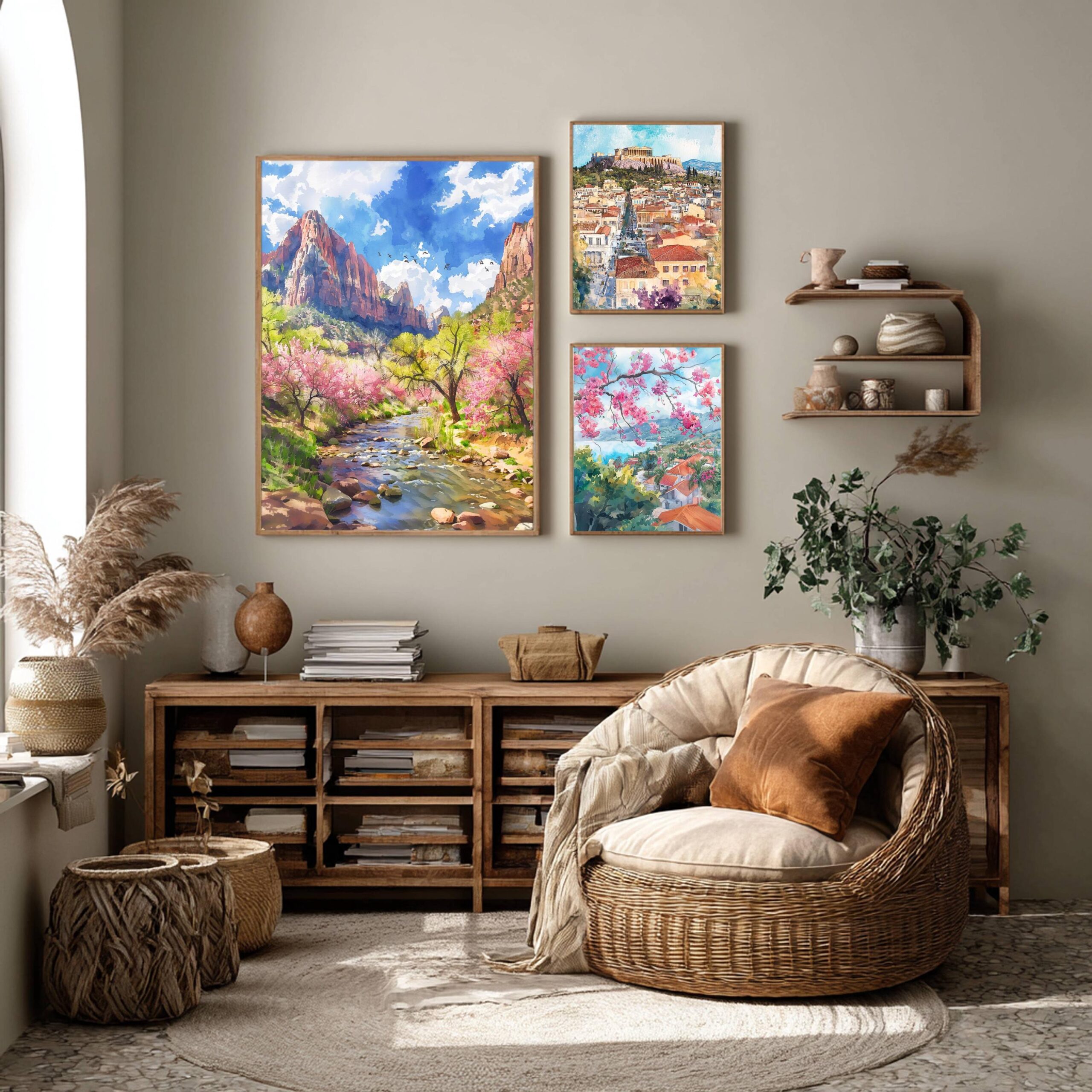 Zion National Park Utah United States of America Watercolor Print: Travel Art Poster - Image 2