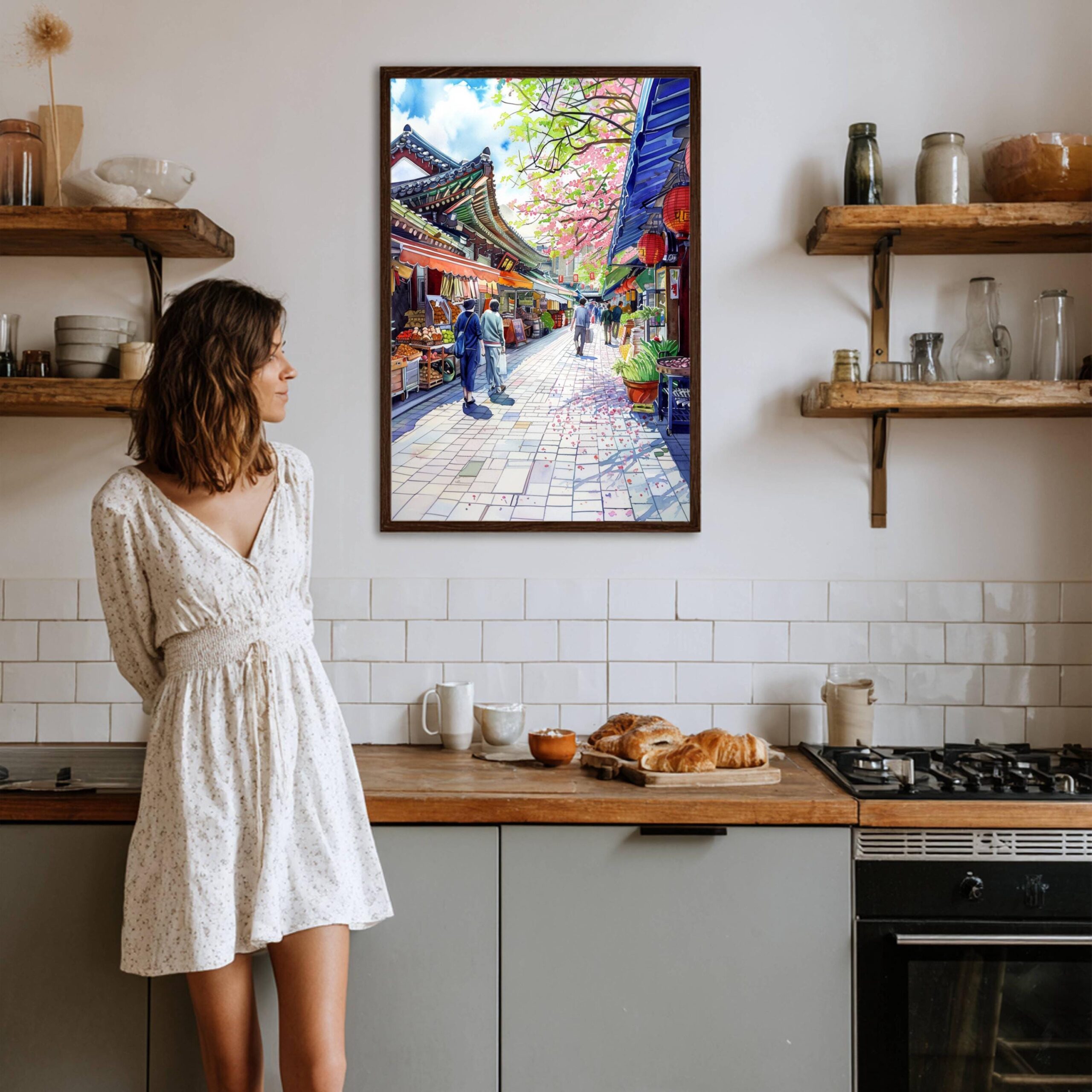 Gwangjang Market Seoul South Korea Asia Watercolor Print: Asian Art Travel Poster - Image 8