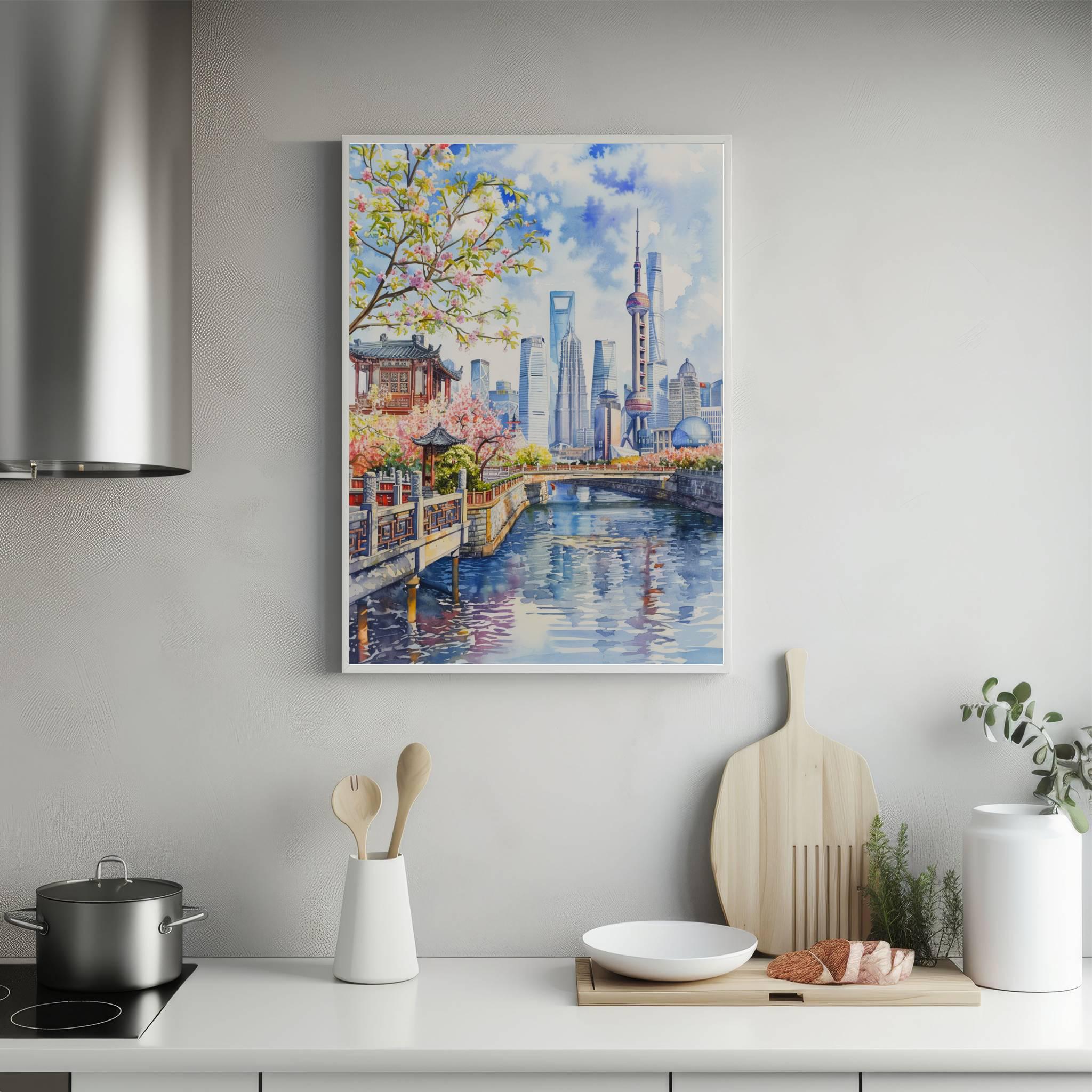 Shanghai China Watercolor Print: Asia Travel Poster - Image 5