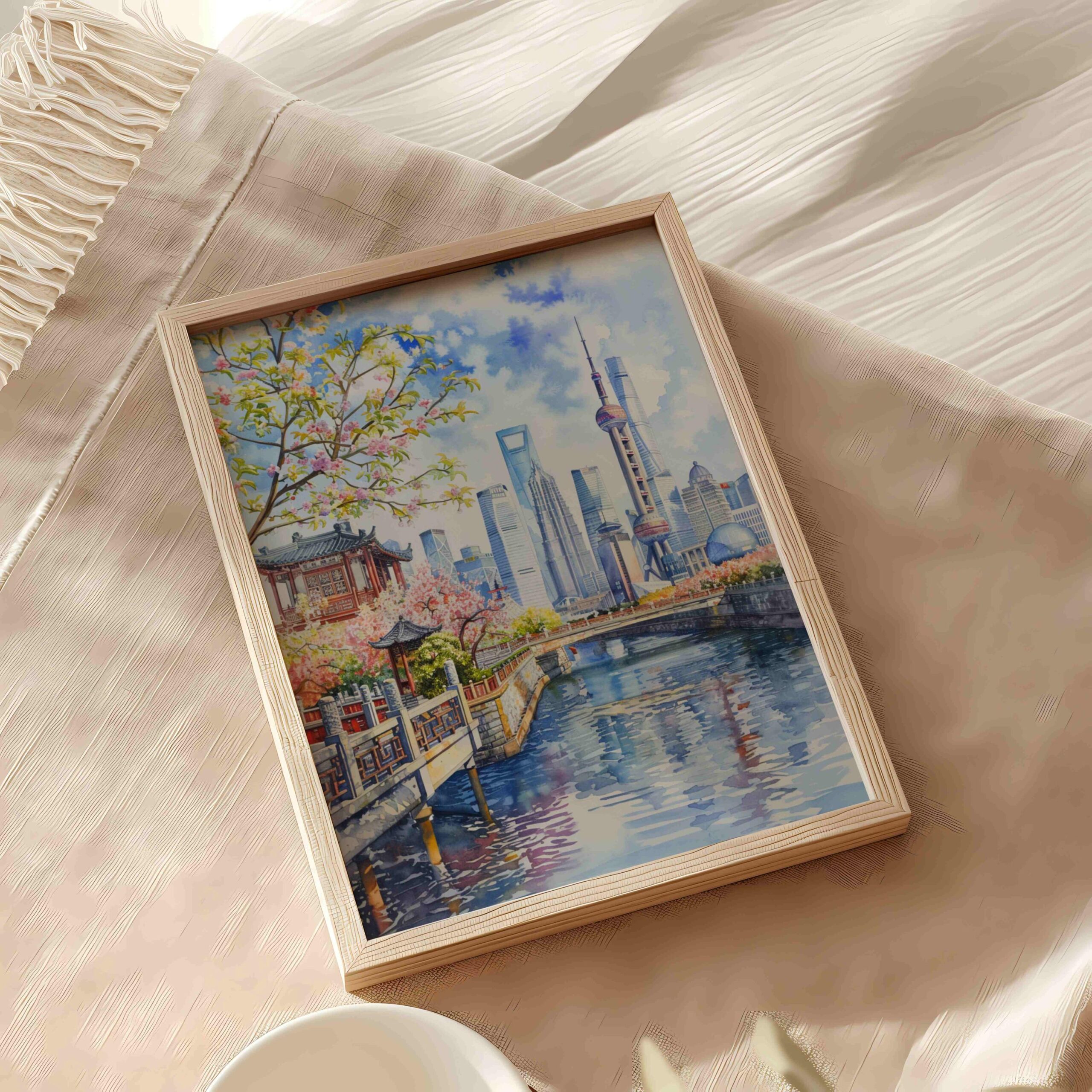 Shanghai China Watercolor Print: Asia Travel Poster - Image 6