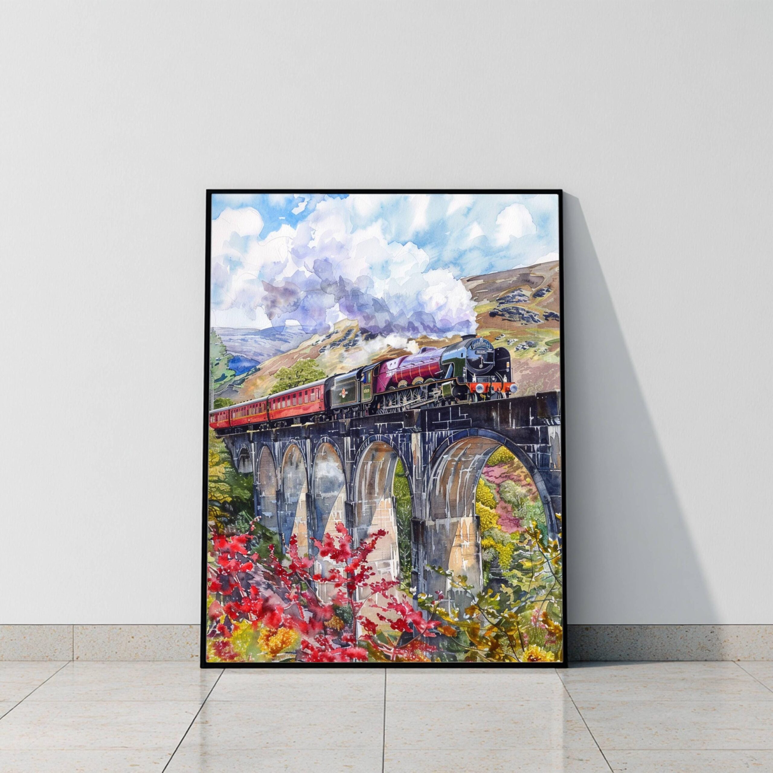 Glenfinnan Viaduct Scotland Watercolor Print: Scotland Travel Art Poster - Image 10