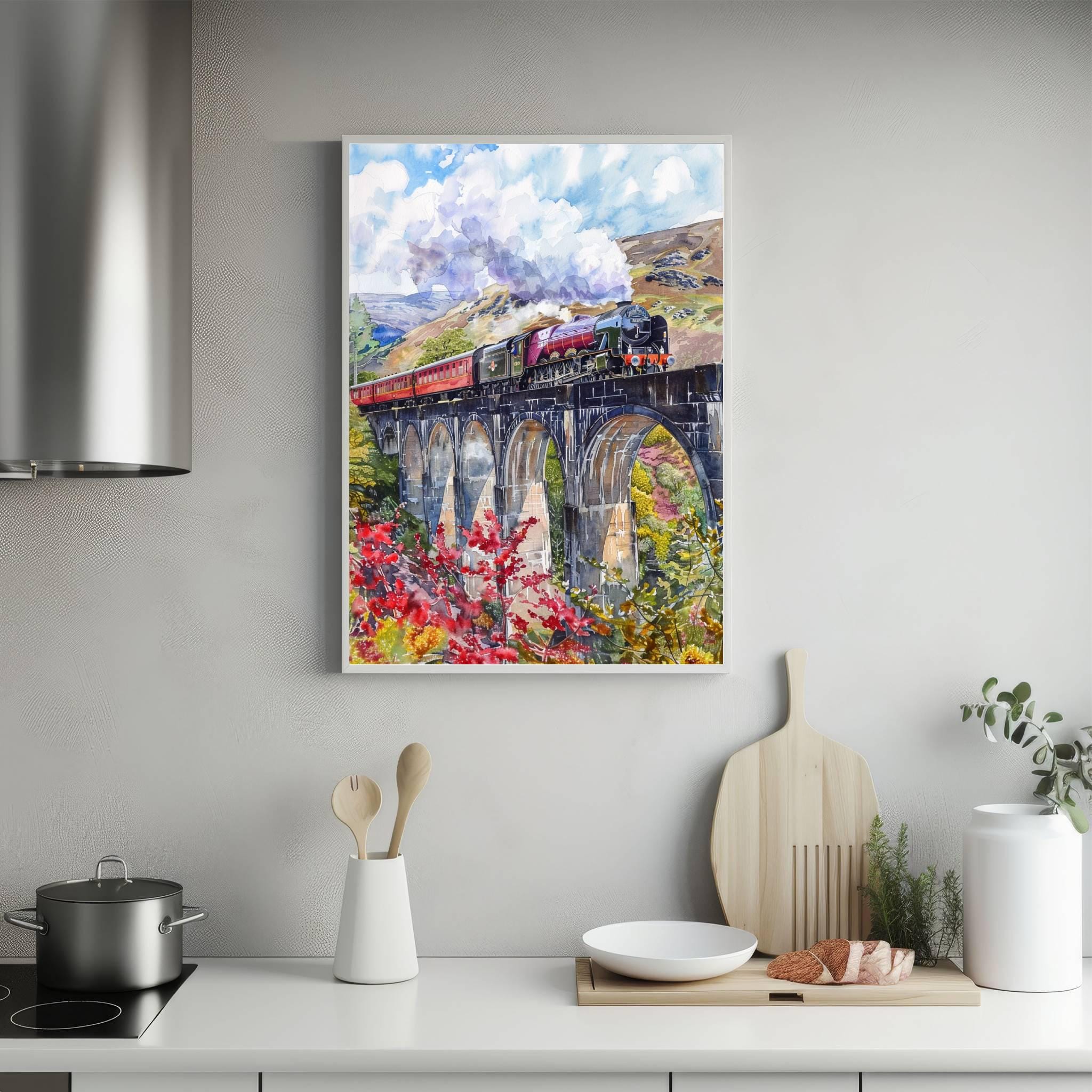 Glenfinnan Viaduct Scotland Watercolor Print: Scotland Travel Art Poster - Image 5