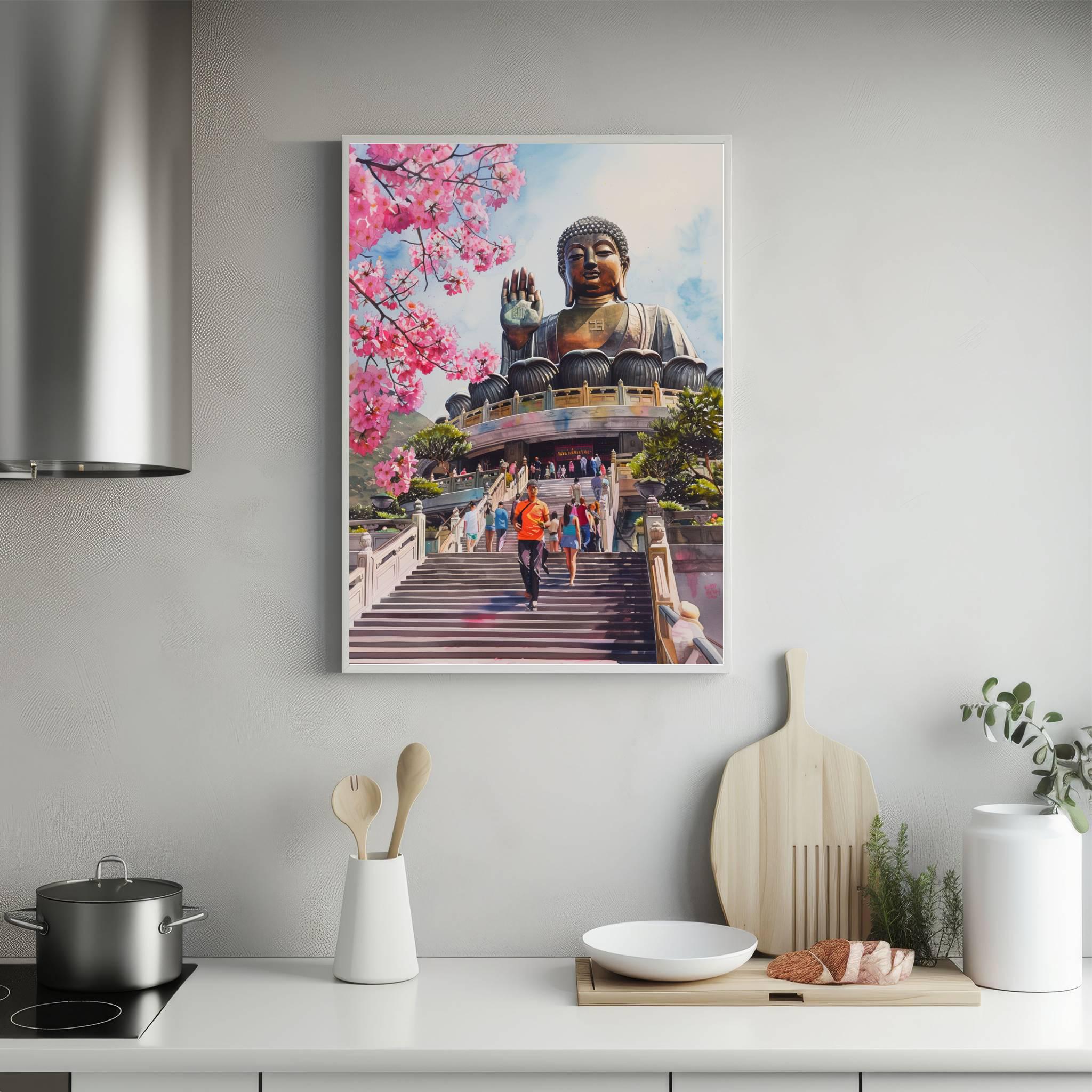 Tian Tan Buddha Hong Kong China Watercolor Print: Asia Travel Art Poster - Image 5