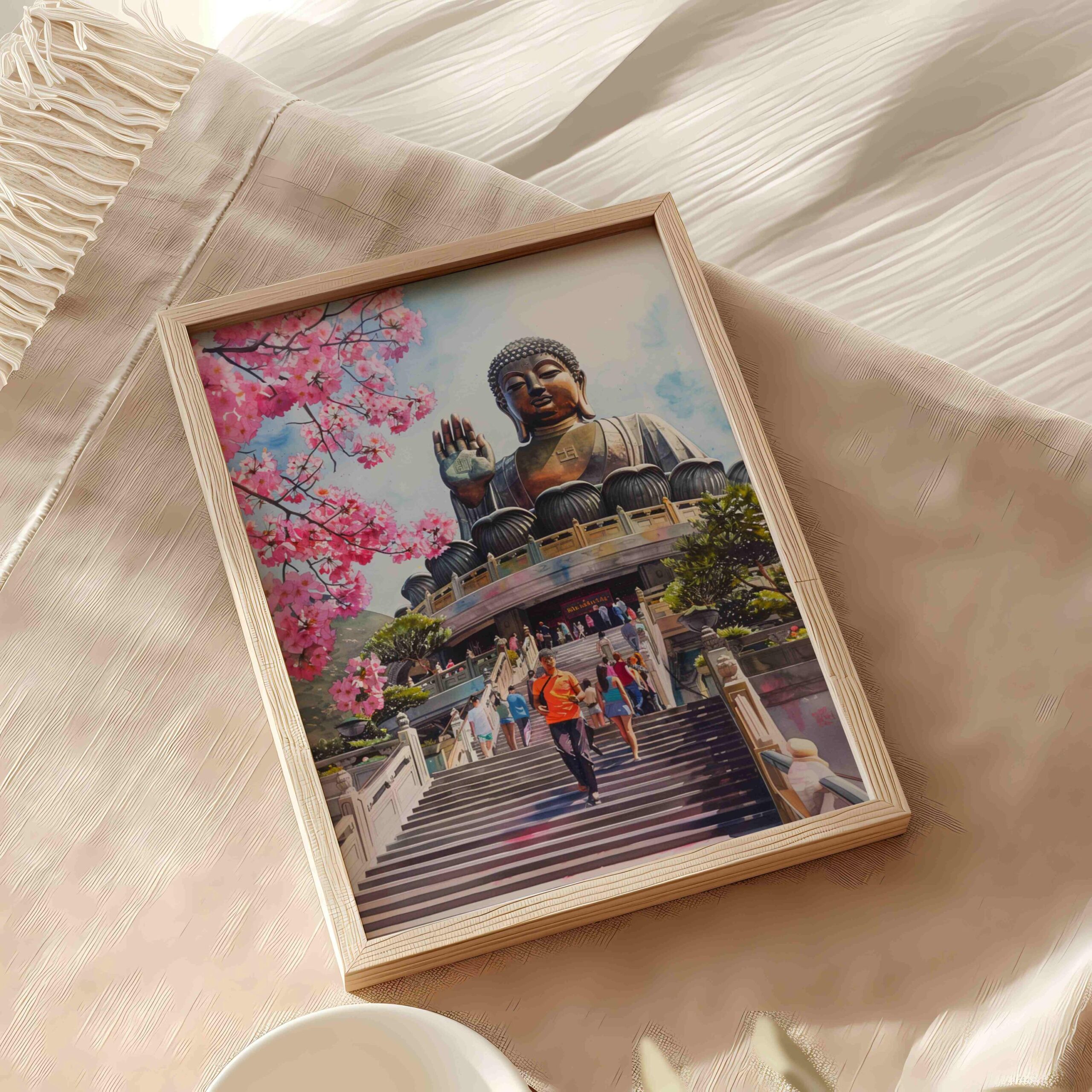 Tian Tan Buddha Hong Kong China Watercolor Print: Asia Travel Art Poster - Image 6
