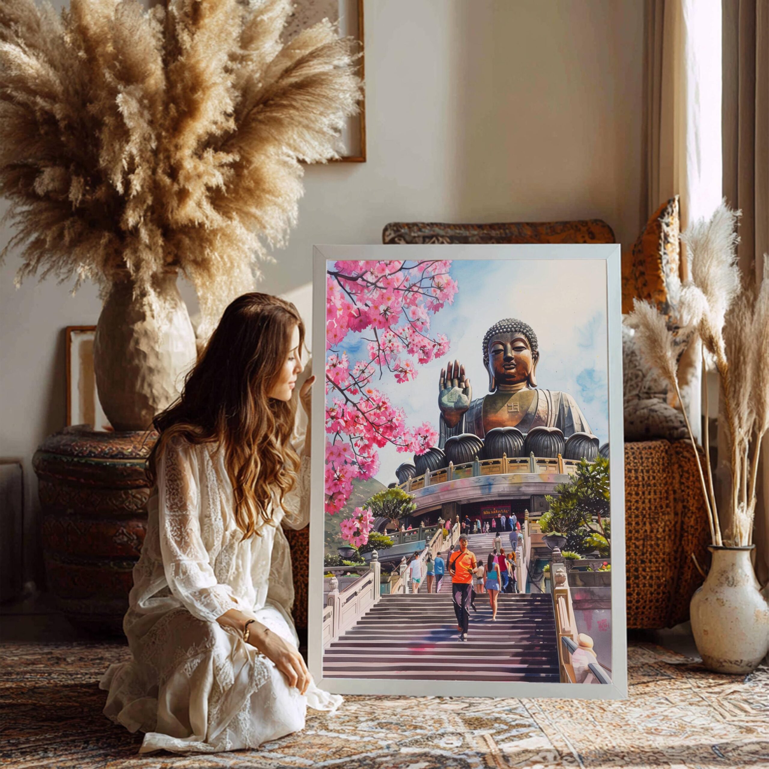 Tian Tan Buddha Hong Kong China Watercolor Print: Asia Travel Art Poster - Image 7