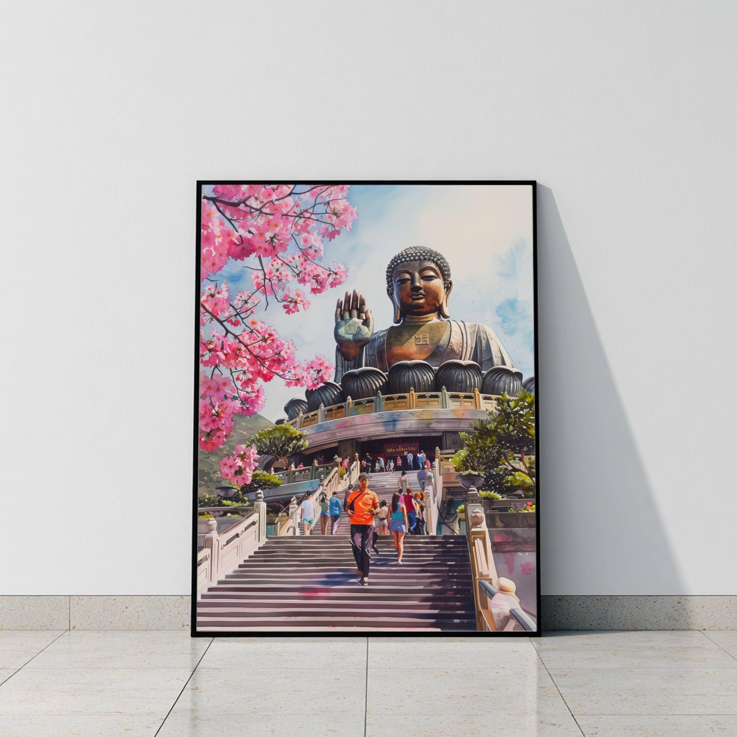 Tian Tan Buddha Hong Kong China Watercolor Print: Asia Travel Art Poster - Image 10