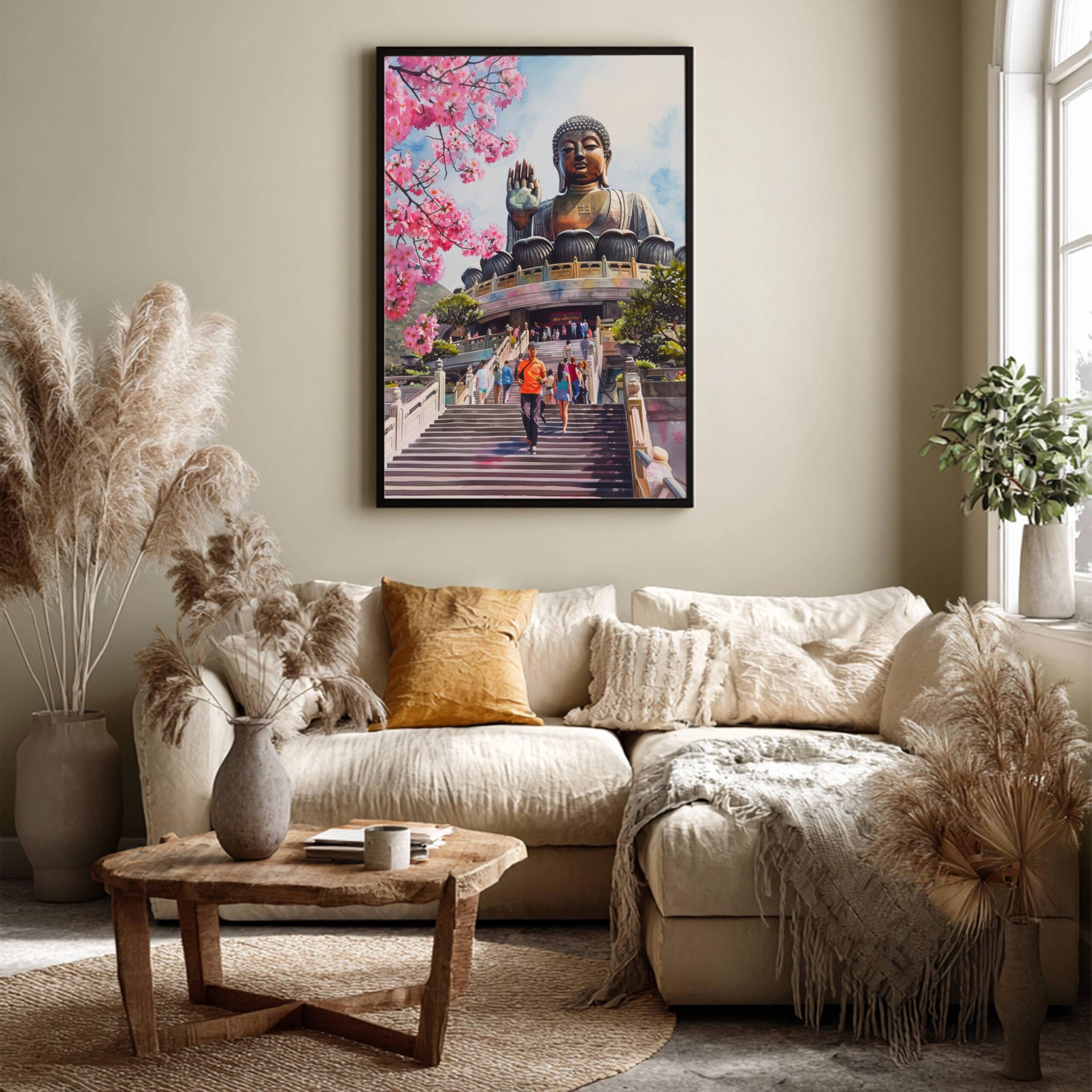 Tian Tan Buddha Hong Kong China Watercolor Print: Asia Travel Art Poster - Image 3