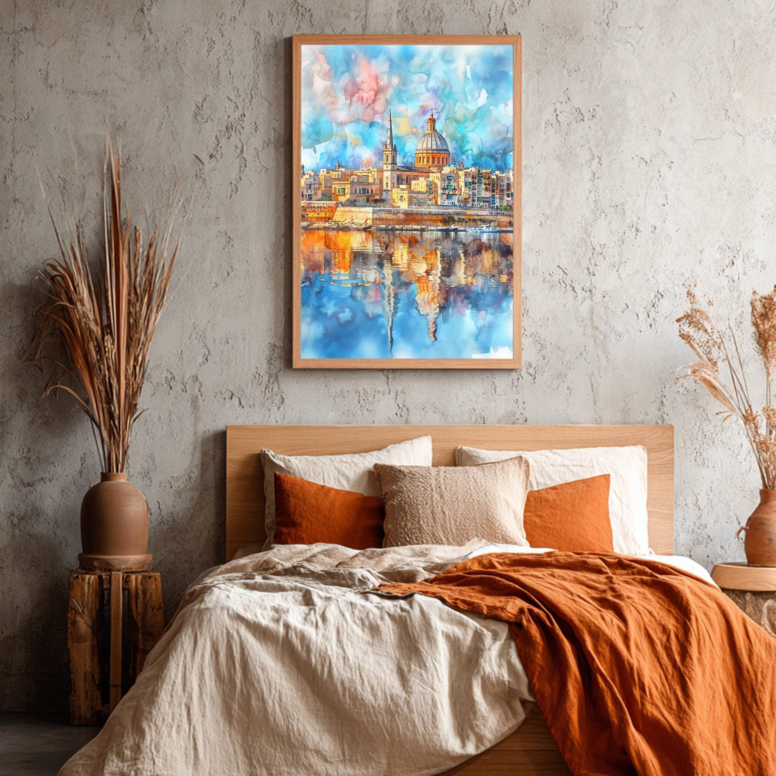Valletta Malta Europe Watercolor Print: Travel Art Poster - Image 4