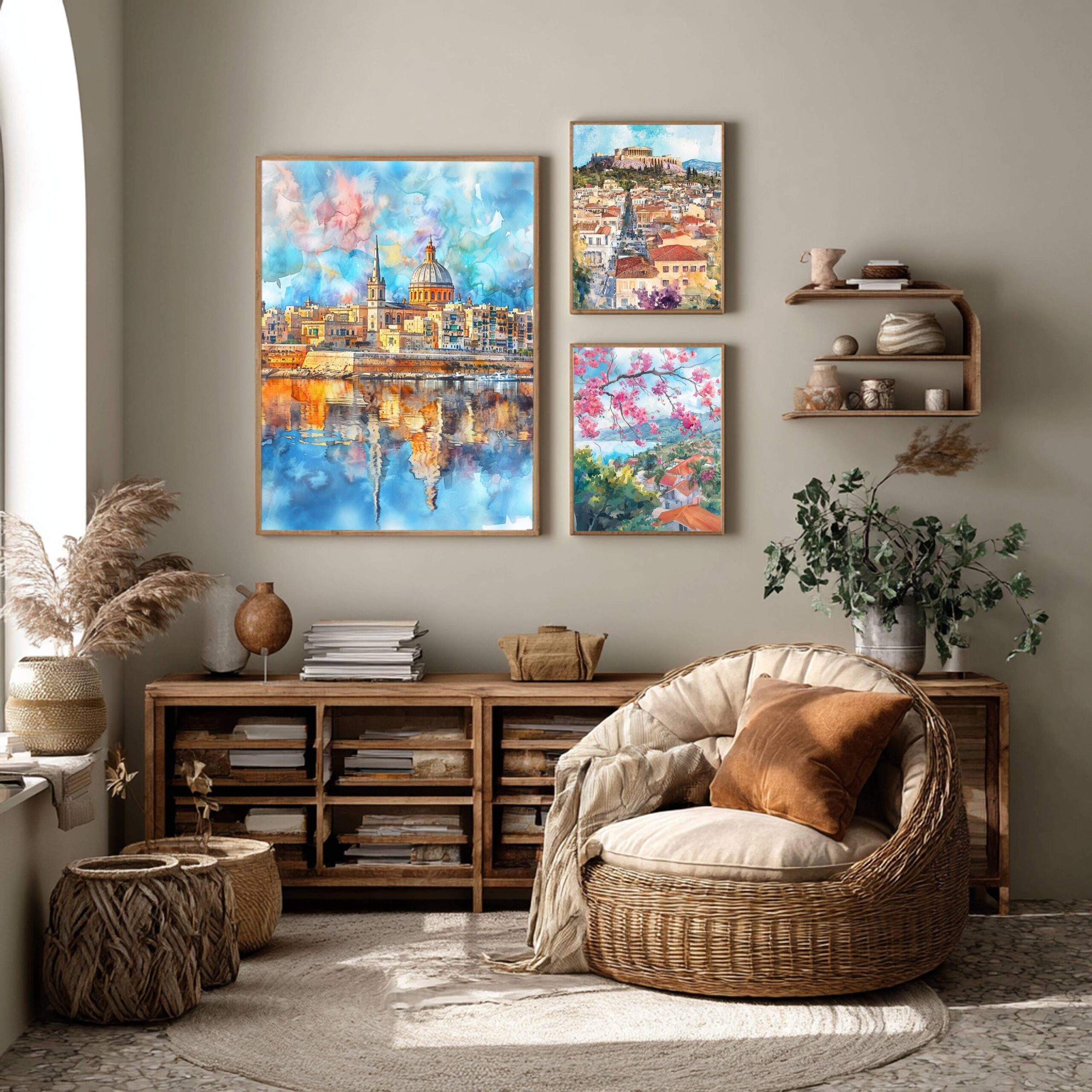 Valletta Malta Europe Watercolor Print: Travel Art Poster - Image 2
