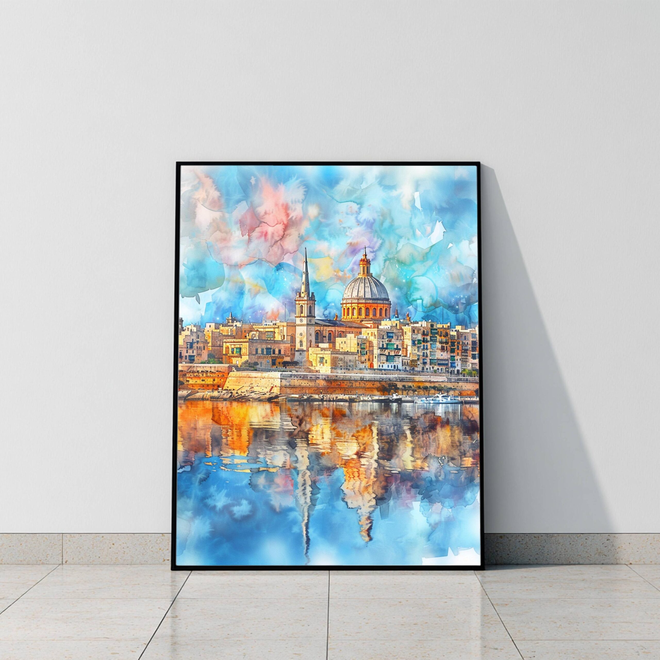 Valletta Malta Europe Watercolor Print: Travel Art Poster - Image 10