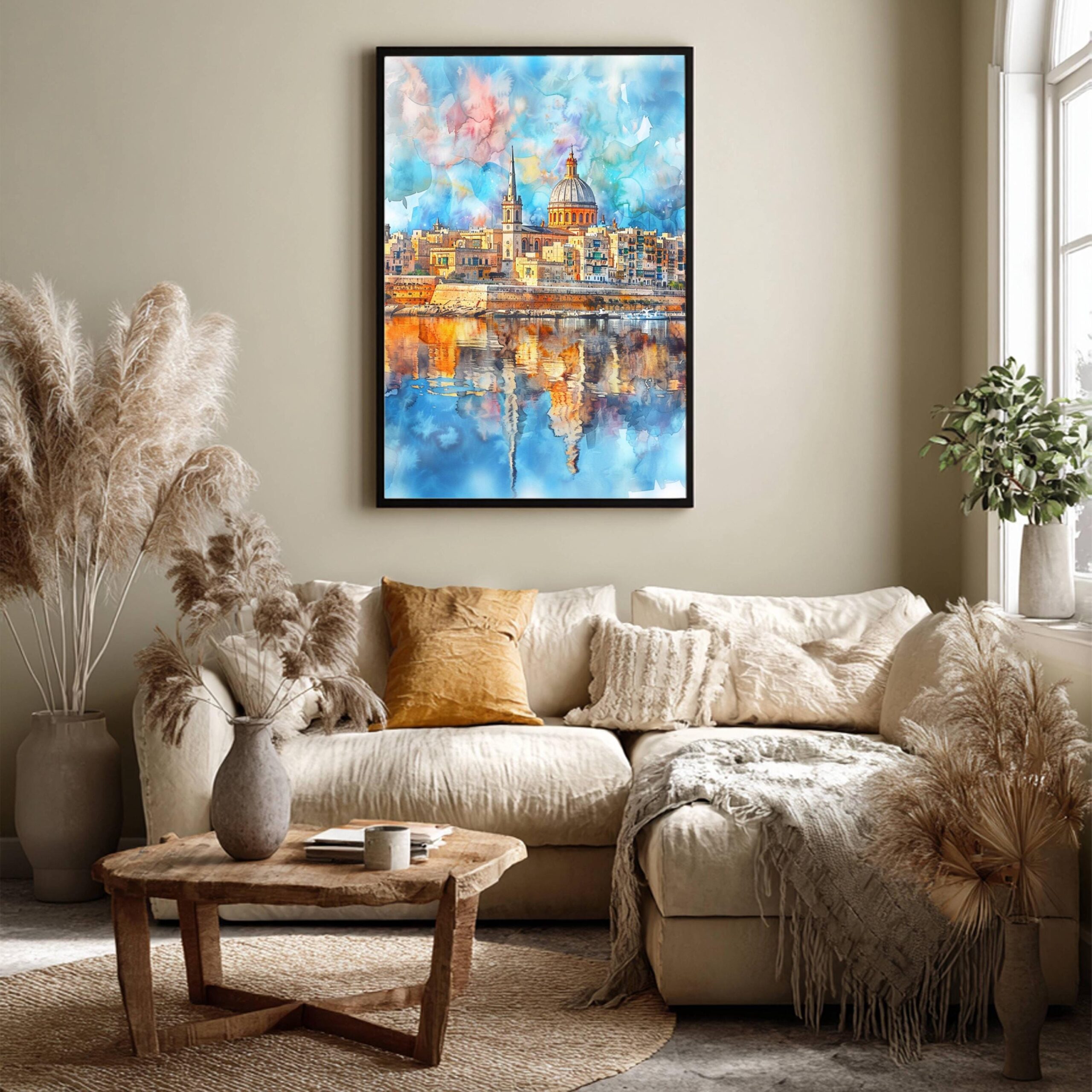 Valletta Malta Europe Watercolor Print: Travel Art Poster - Image 3