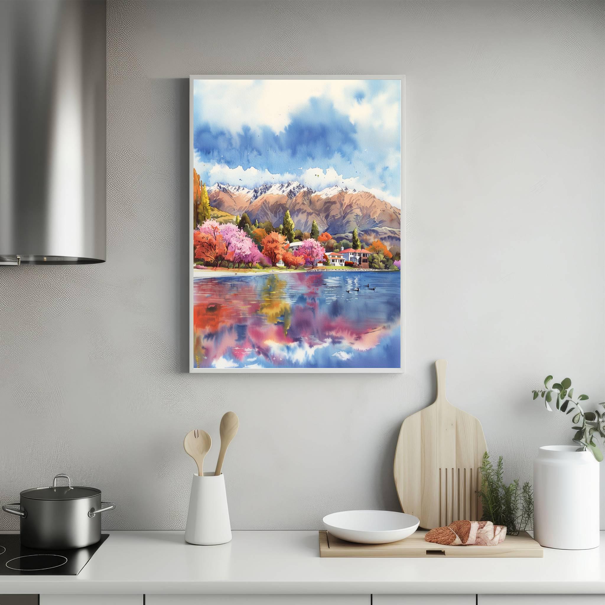 Lake Wanaka South Island New Zealand Watercolor Print: Travel Art Poster - Image 5