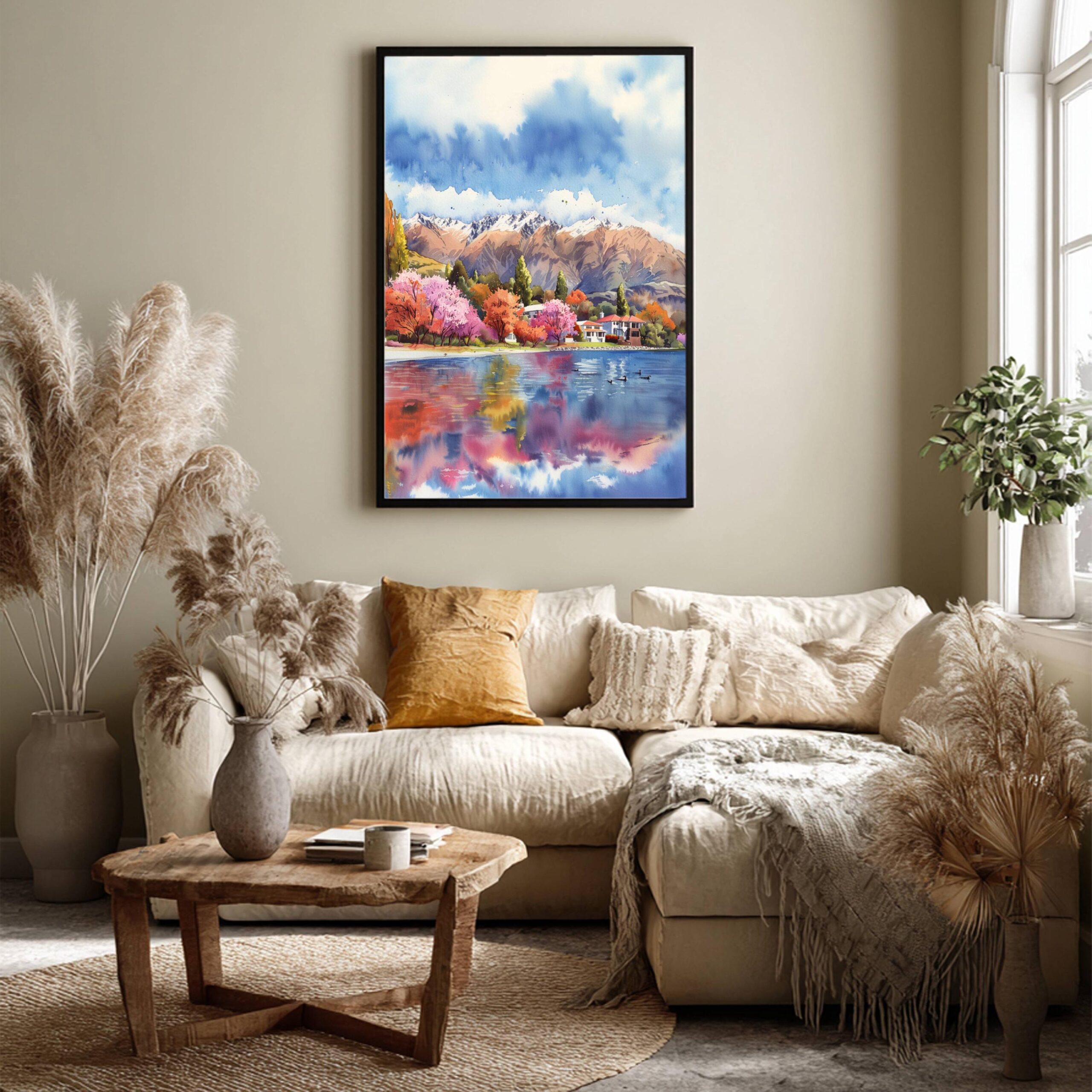 Lake Wanaka South Island New Zealand Watercolor Print: Travel Art Poster - Image 3