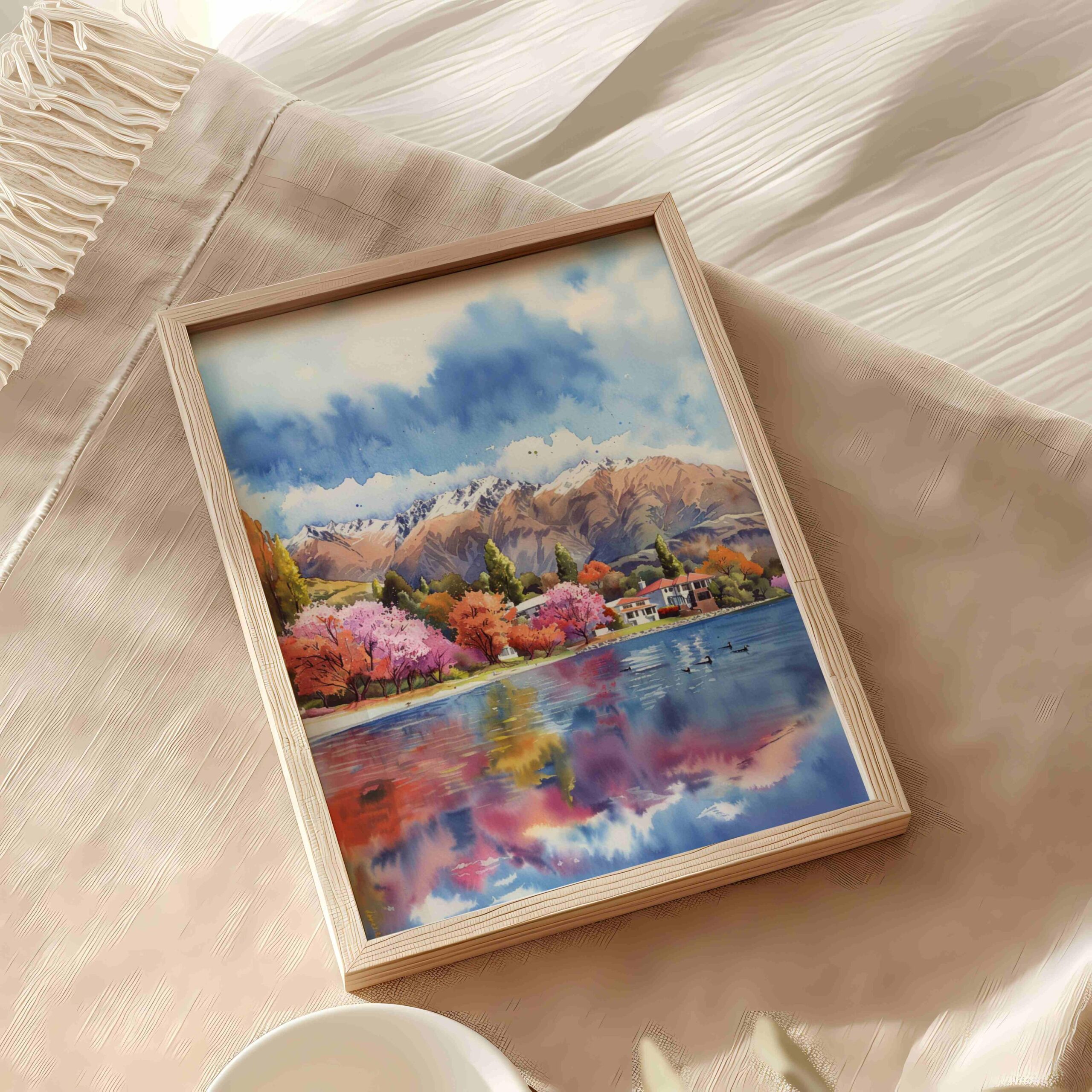 Lake Wanaka South Island New Zealand Watercolor Print: Travel Art Poster - Image 6