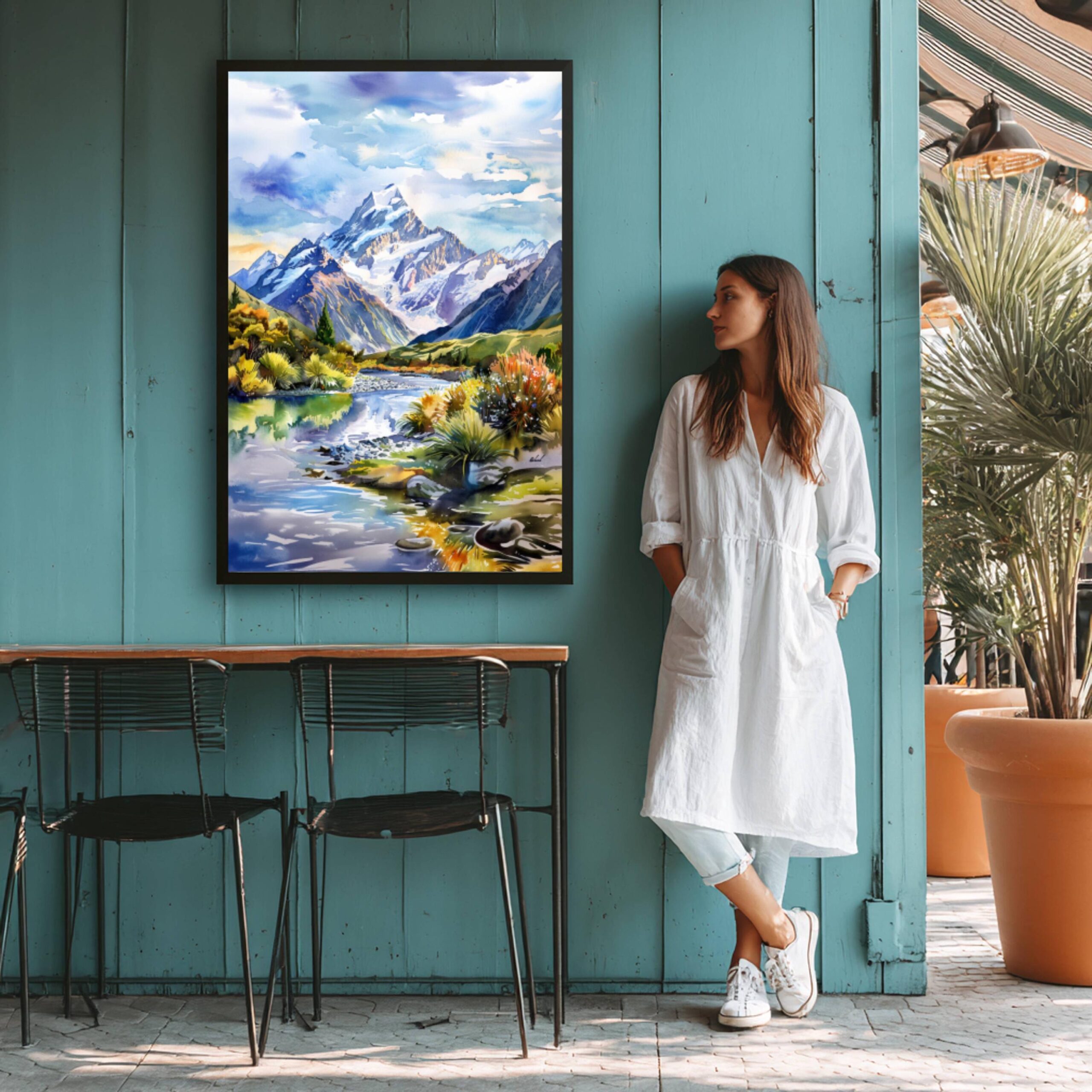 Mount Cook South Island New Zealand Watercolor Print: Travel Art Poster - Image 9