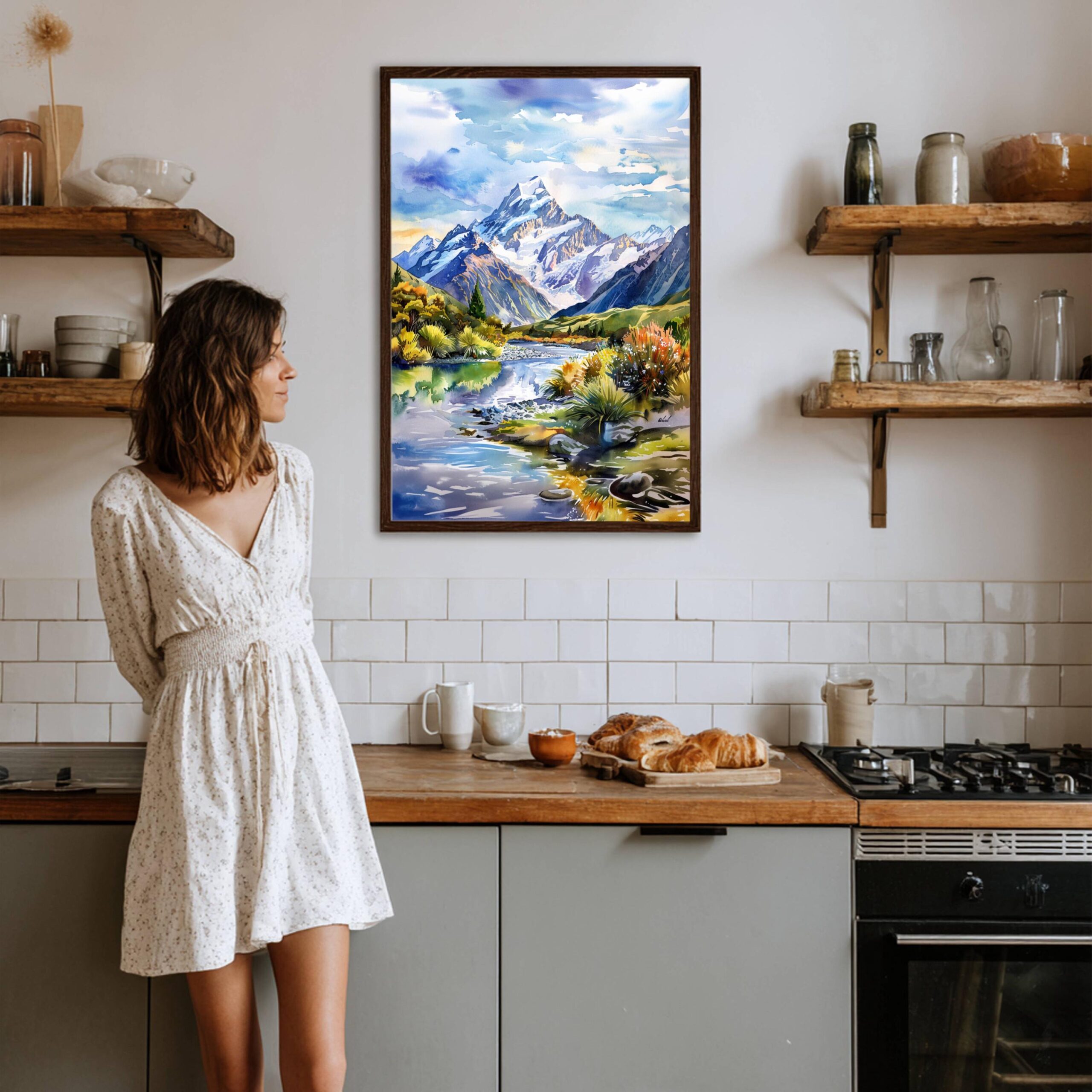 Mount Cook South Island New Zealand Watercolor Print: Travel Art Poster - Image 8
