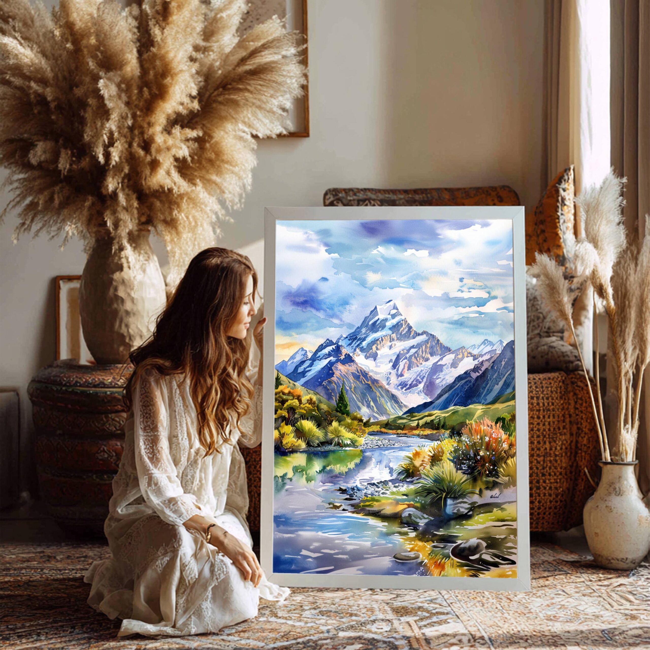 Mount Cook South Island New Zealand Watercolor Print: Travel Art Poster - Image 7