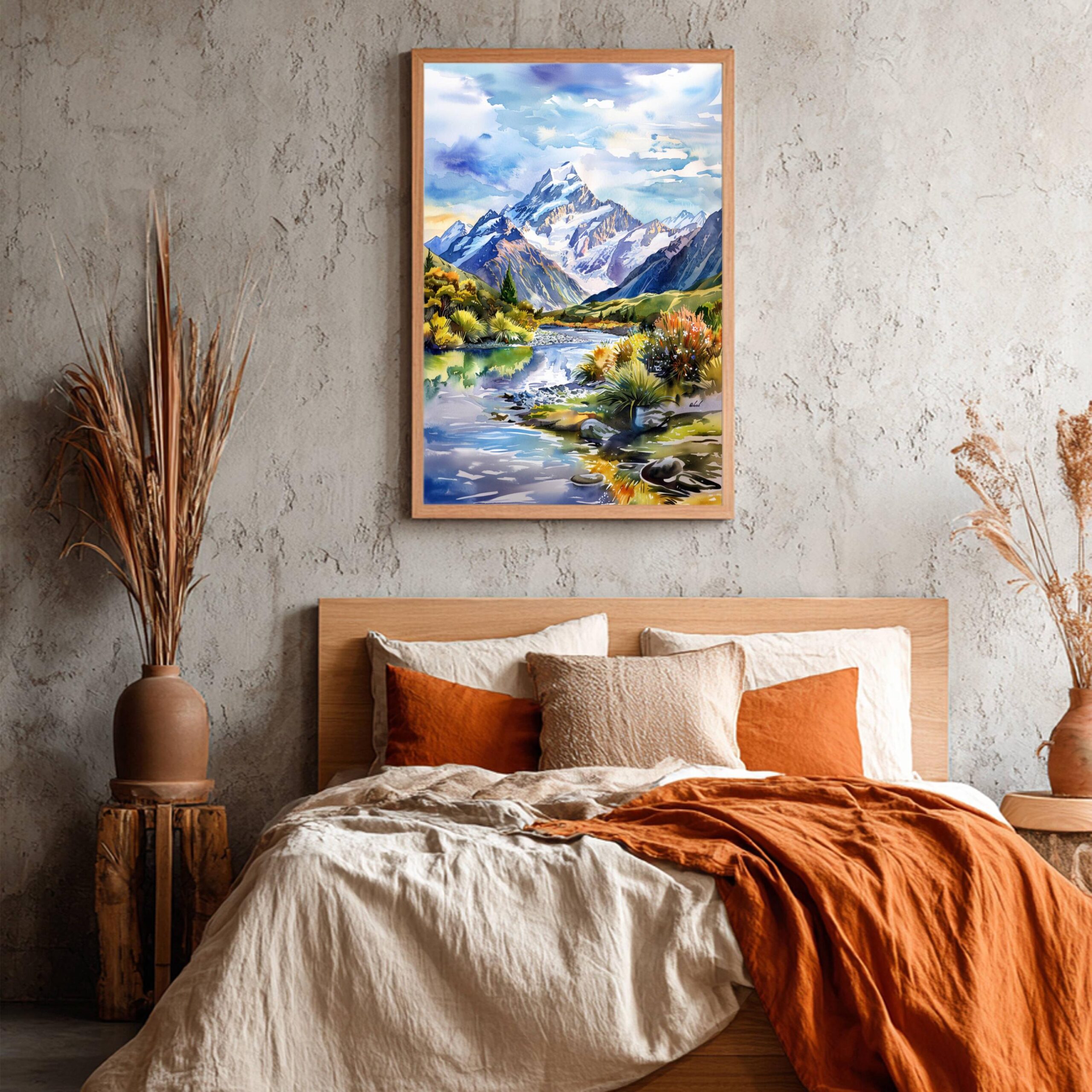 Mount Cook South Island New Zealand Watercolor Print: Travel Art Poster - Image 4