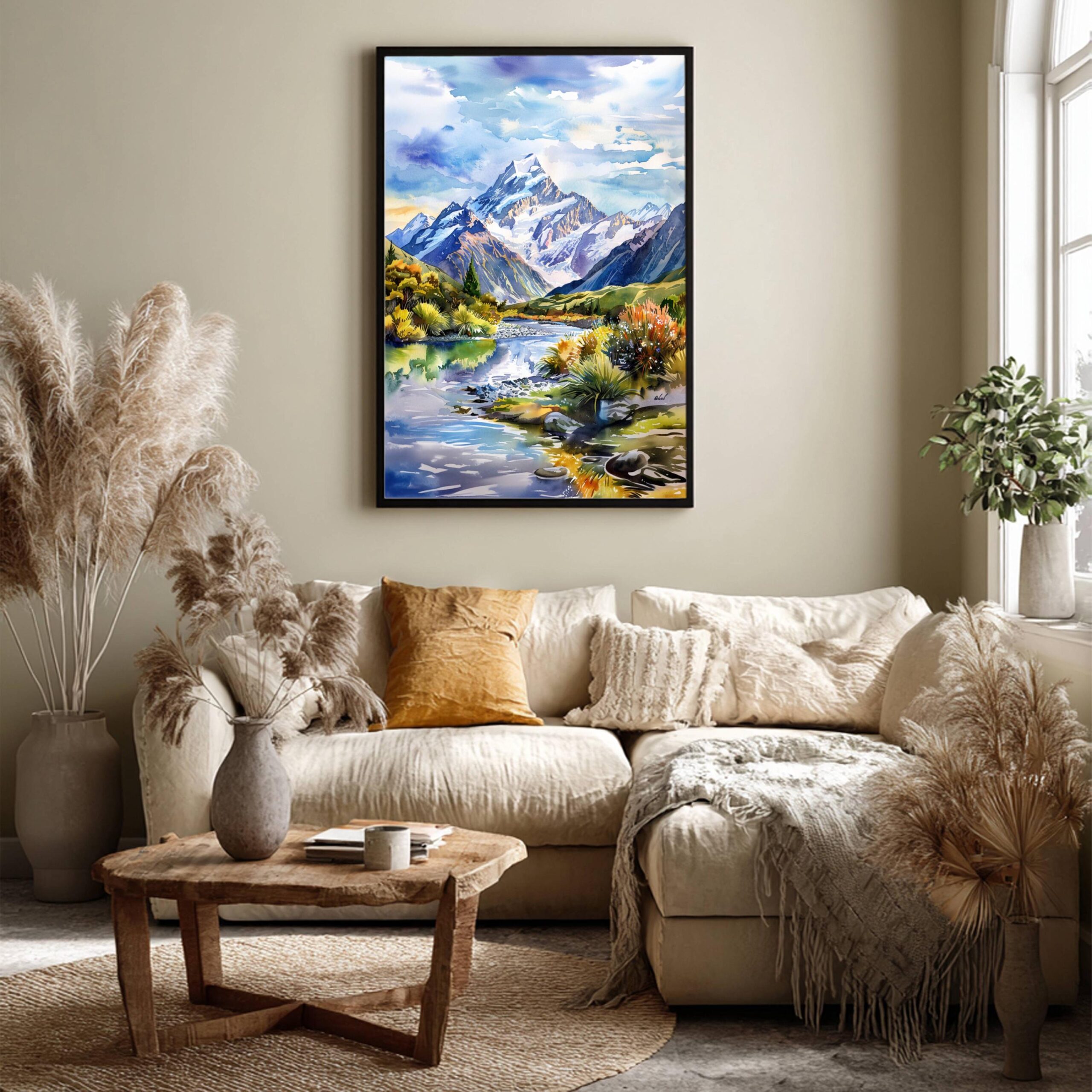 Mount Cook South Island New Zealand Watercolor Print: Travel Art Poster - Image 3