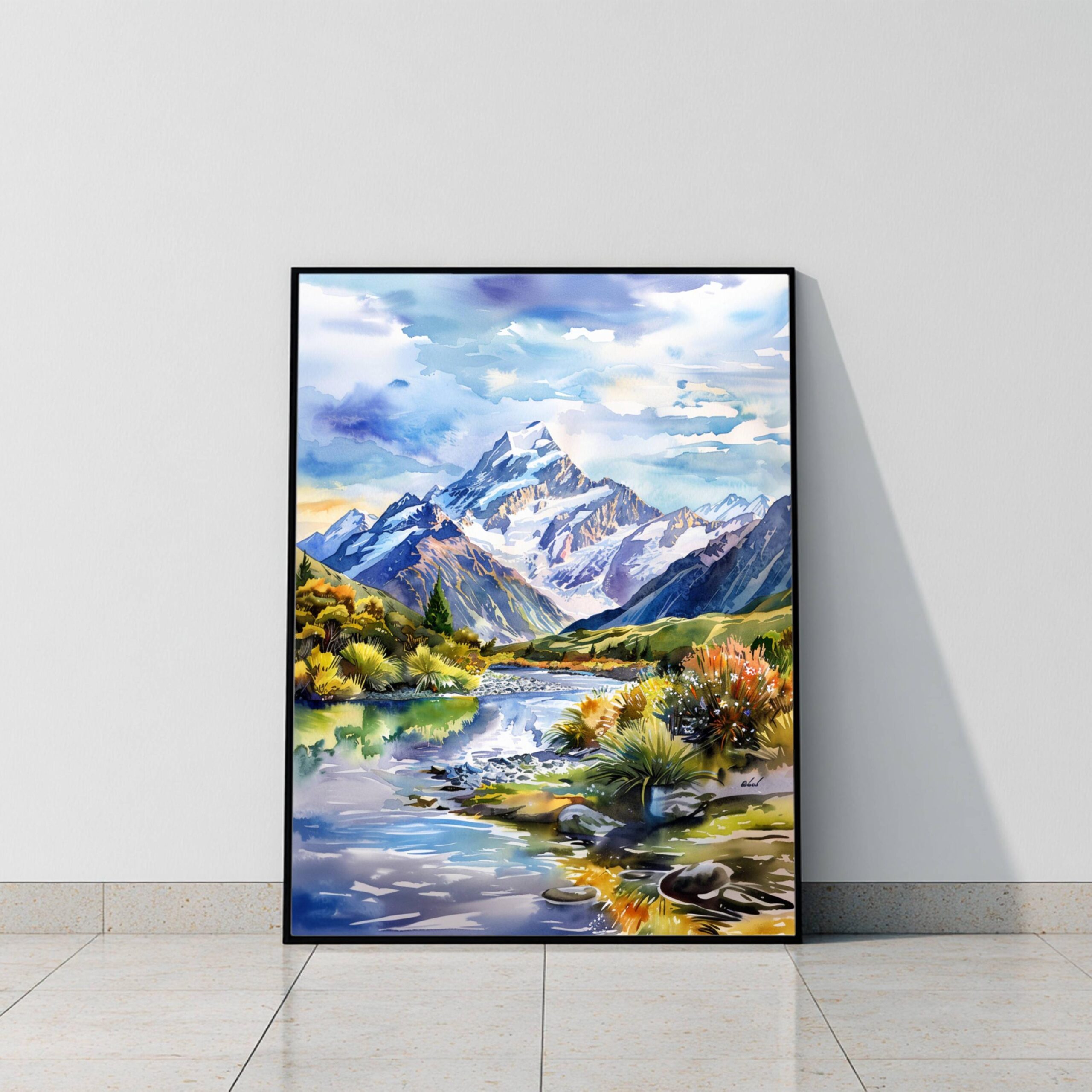 Mount Cook South Island New Zealand Watercolor Print: Travel Art Poster - Image 10