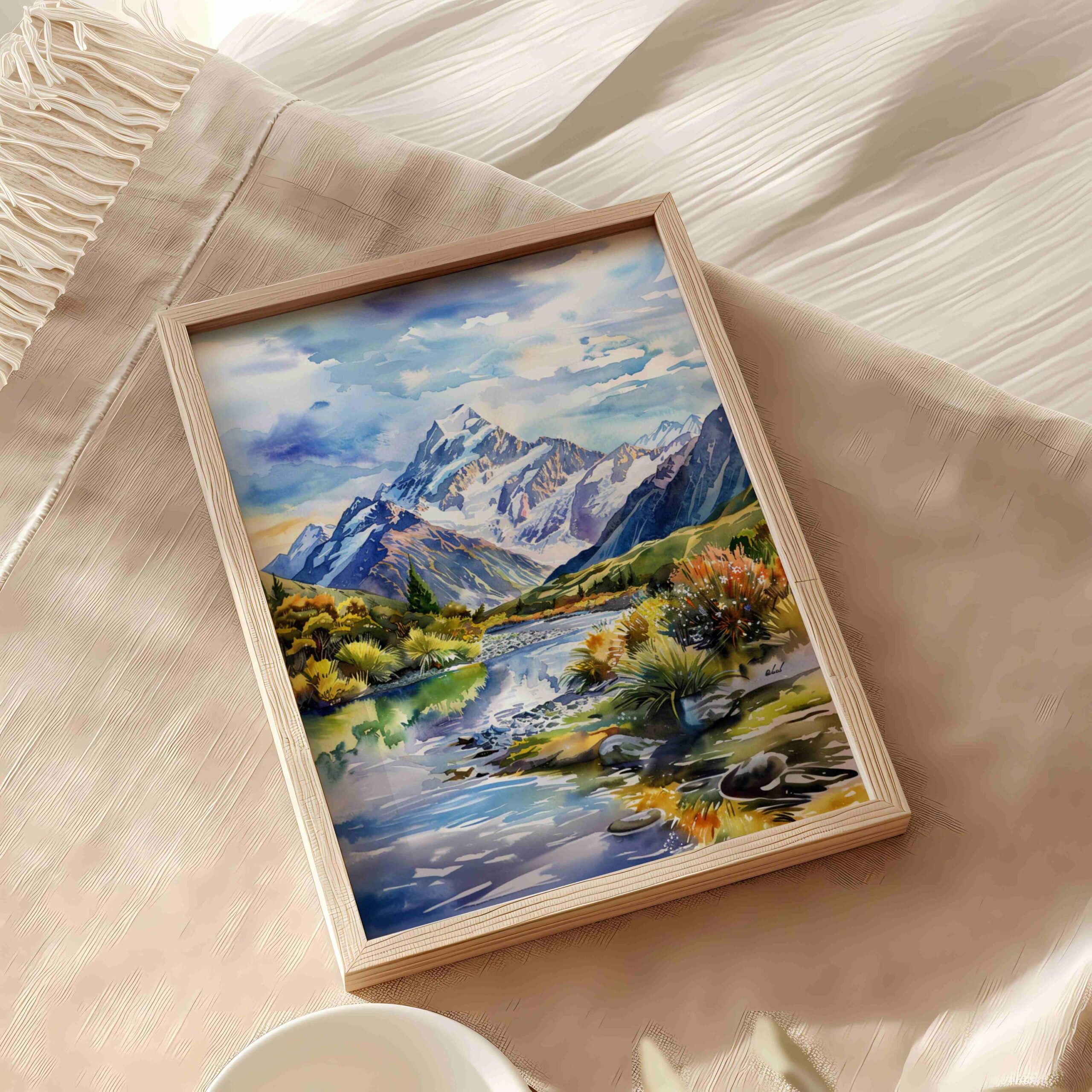 Mount Cook South Island New Zealand Watercolor Print: Travel Art Poster - Image 6
