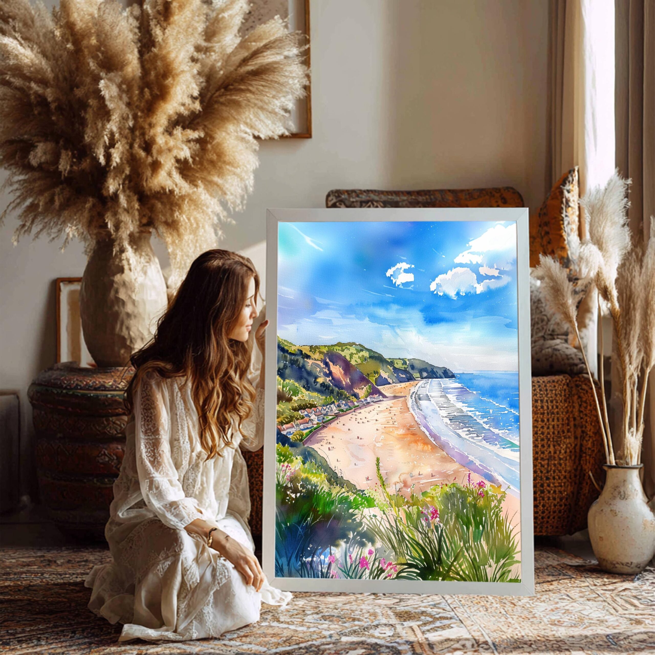Woolacombe Devon England Watercolor Print: United Kingdom Travel Art Poster - Image 7