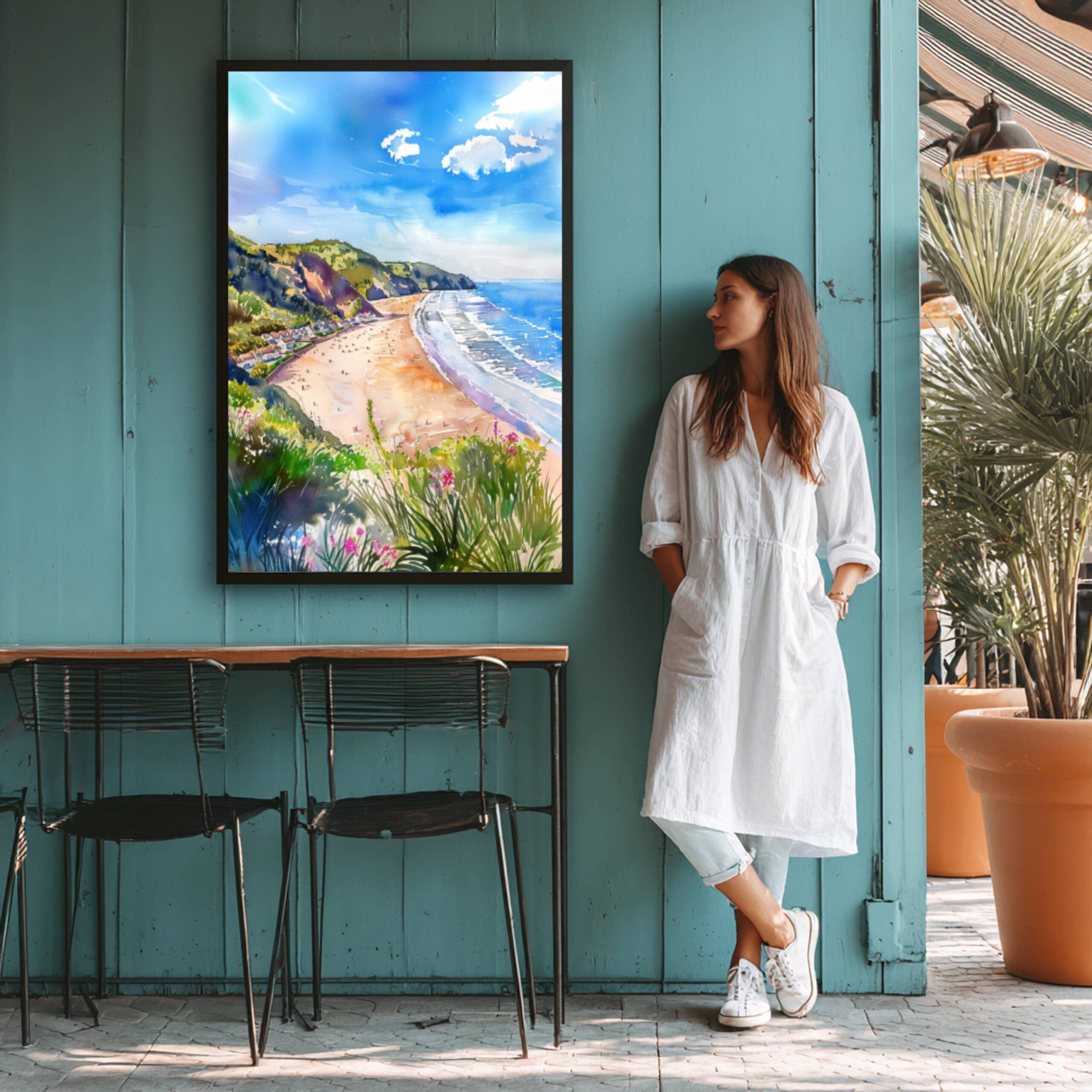 Woolacombe Devon England Watercolor Print: United Kingdom Travel Art Poster - Image 9