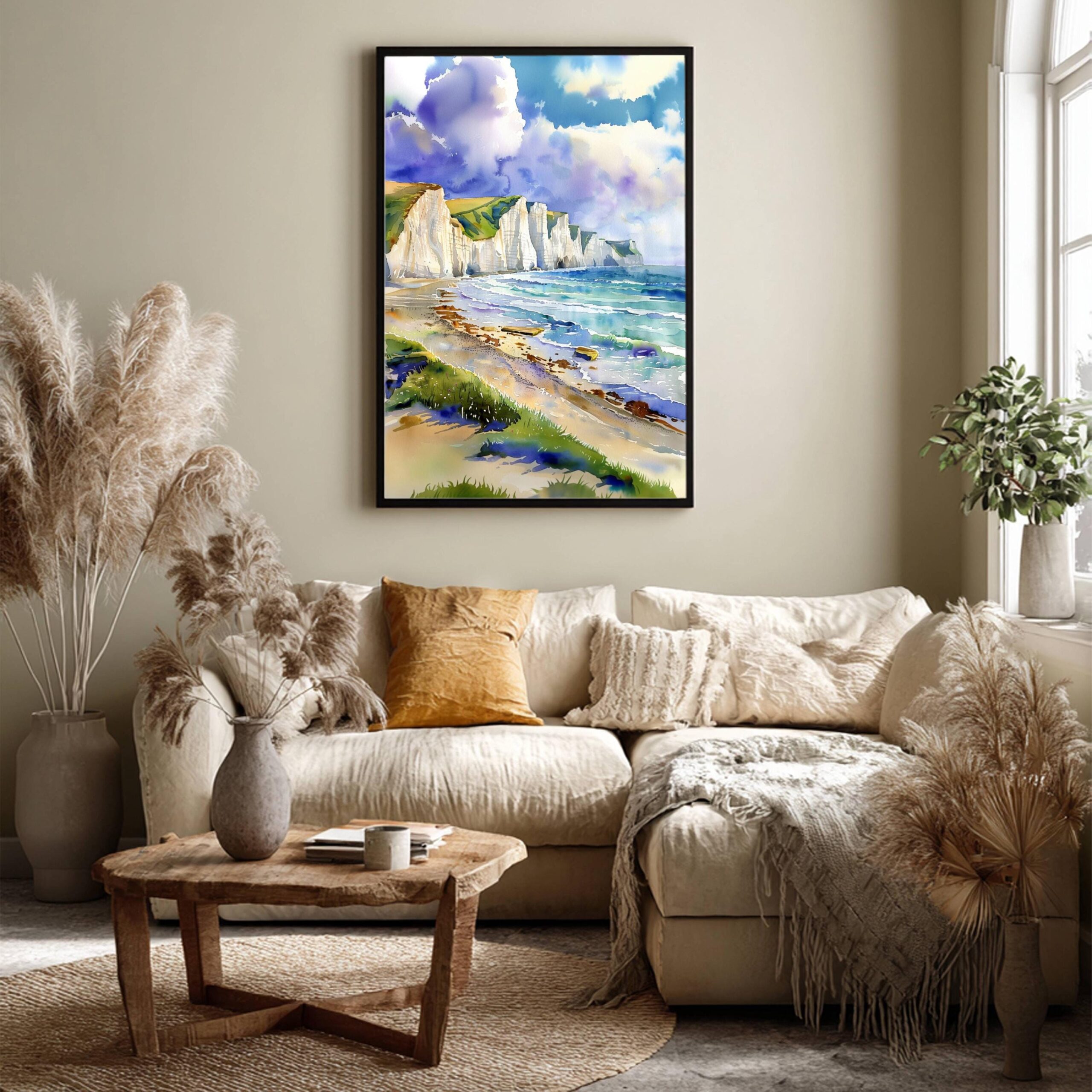 The Seven Sisters East Sussex England Watercolor Print: United Kingdom Travel Art Poster - Image 3