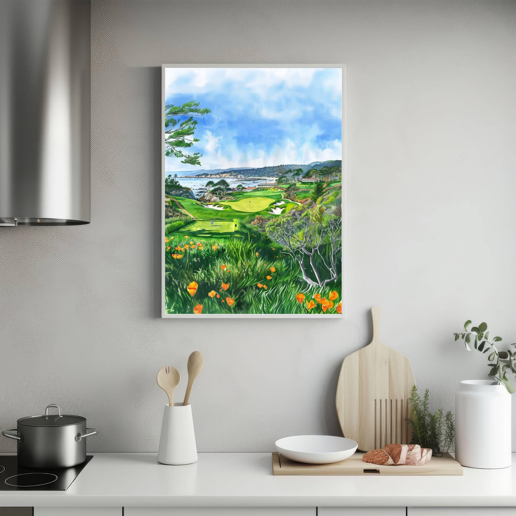Pebble Beach Golf Links California USA Watercolor Print: American Travel Poster - Image 5