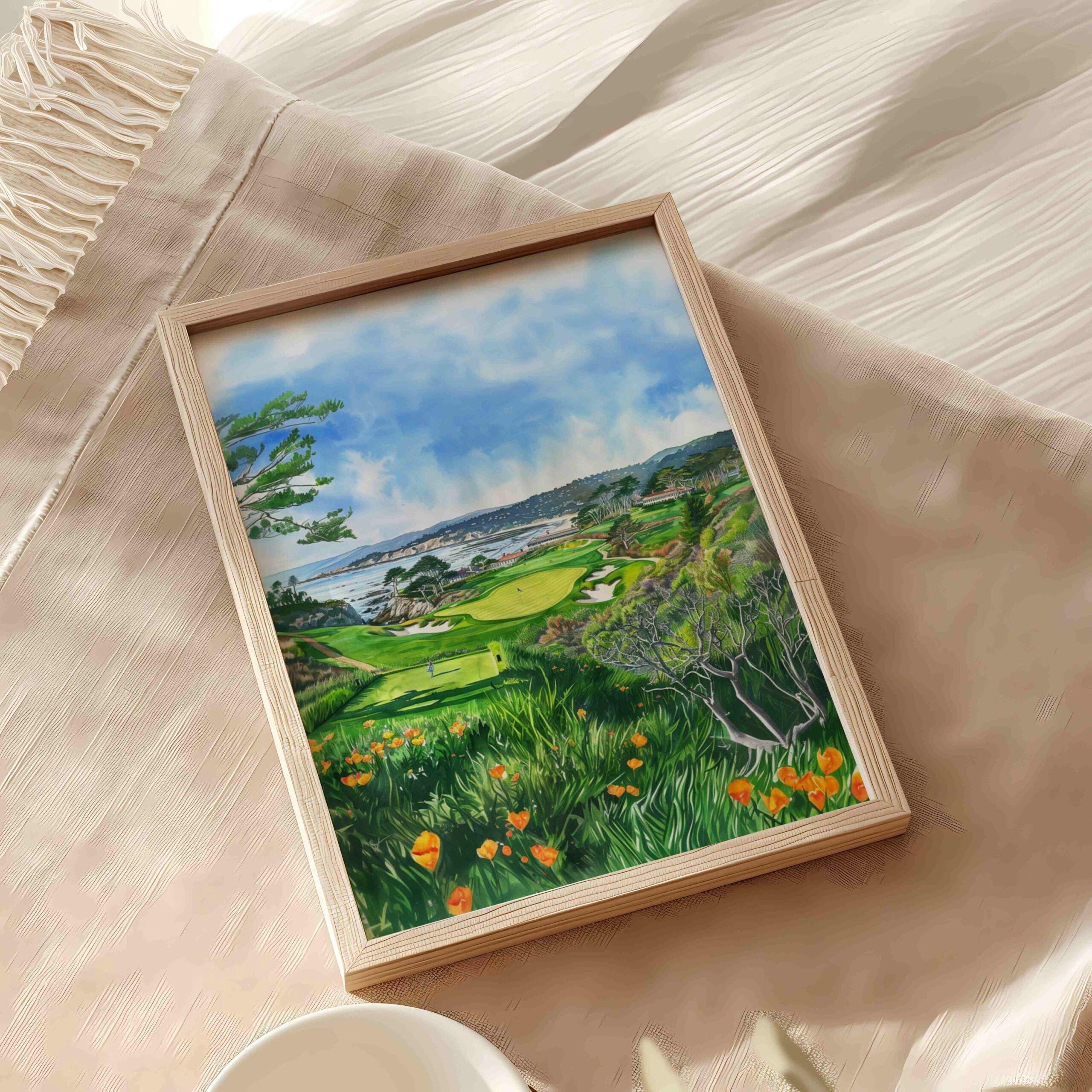 Pebble Beach Golf Links California USA Watercolor Print: American Travel Poster - Image 6