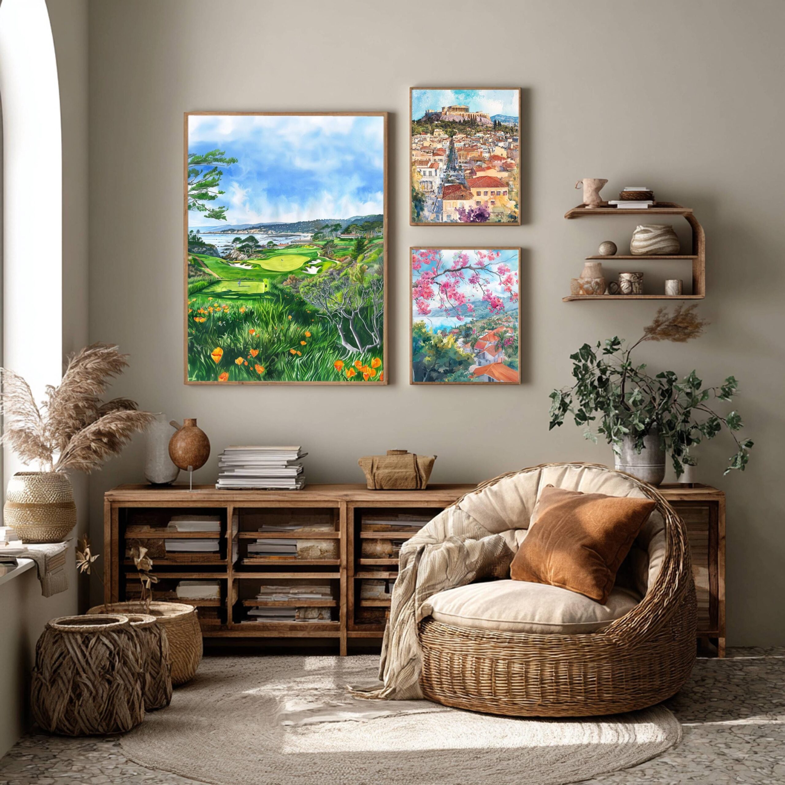 Pebble Beach Golf Links California USA Watercolor Print: American Travel Poster - Image 2