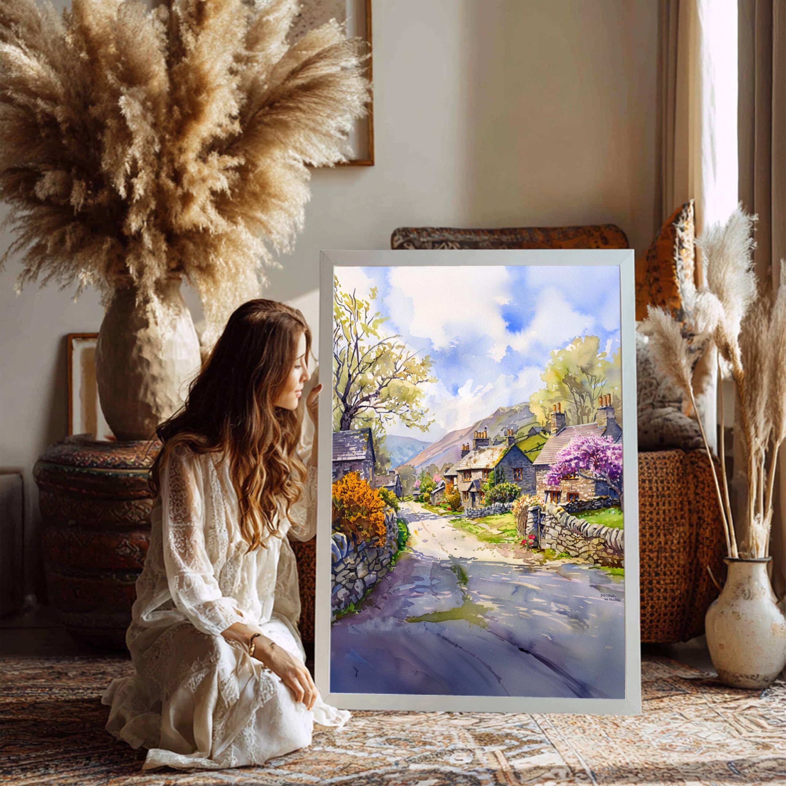 Buttermere Village Cumbria England Watercolor Print: United Kingdom Travel Art Poster - Image 9