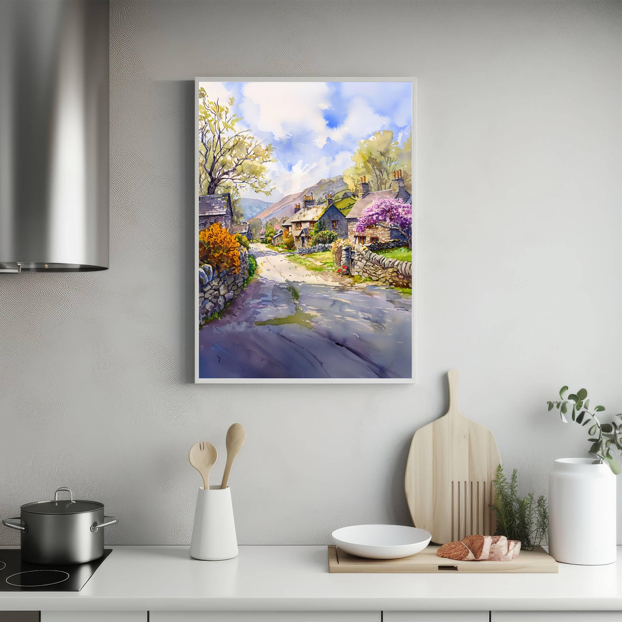 Buttermere Village Cumbria England Watercolor Print: United Kingdom Travel Art Poster - Image 5