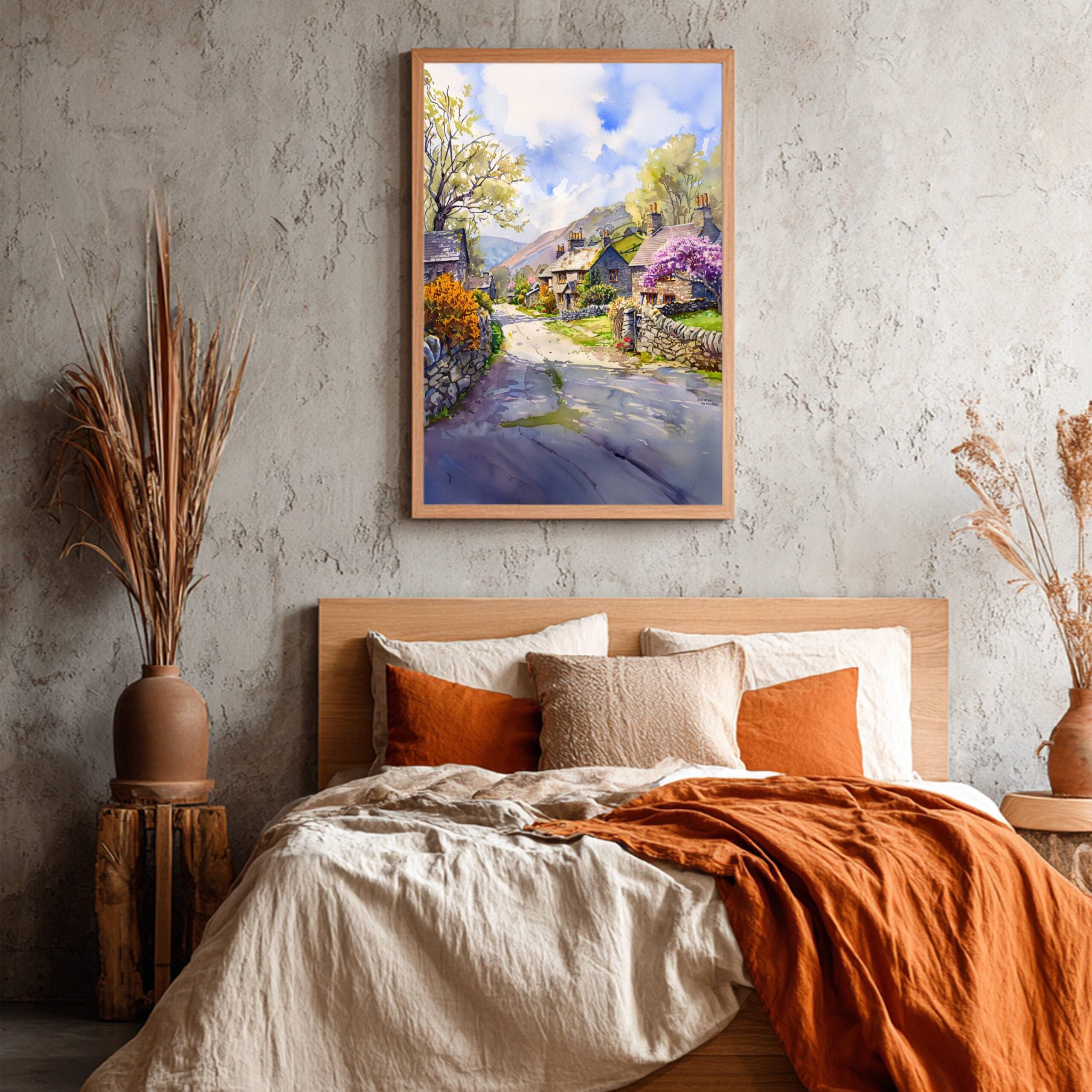 Buttermere Village Cumbria England Watercolor Print: United Kingdom Travel Art Poster - Image 4