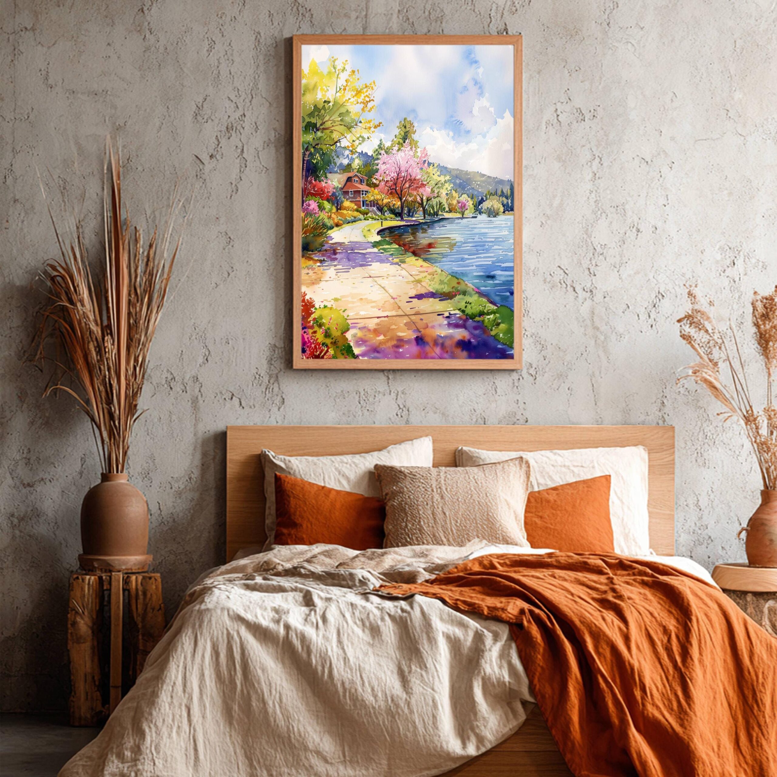 Bass Lake California USA Watercolor Print: American Travel Art Poster - Image 3