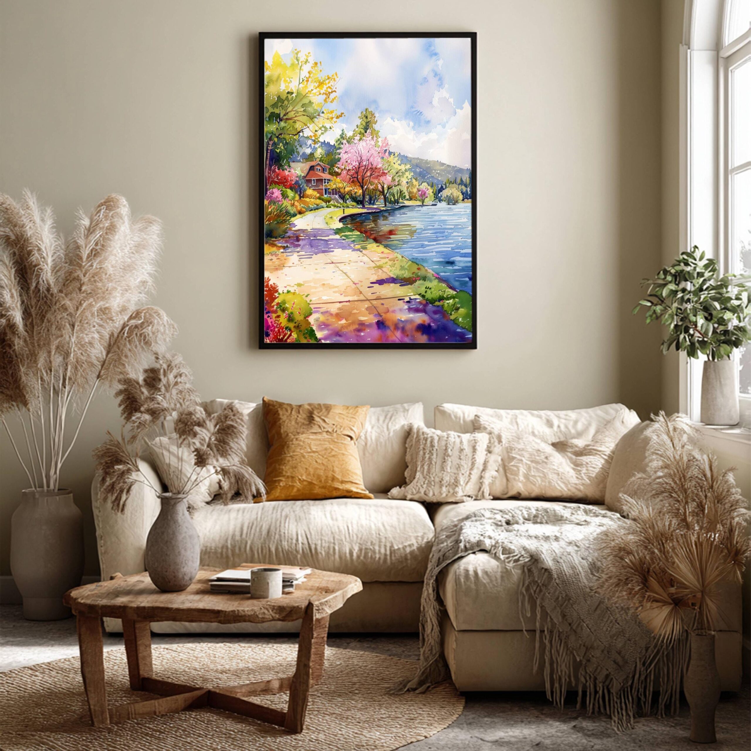 Bass Lake California USA Watercolor Print: American Travel Art Poster - Image 4