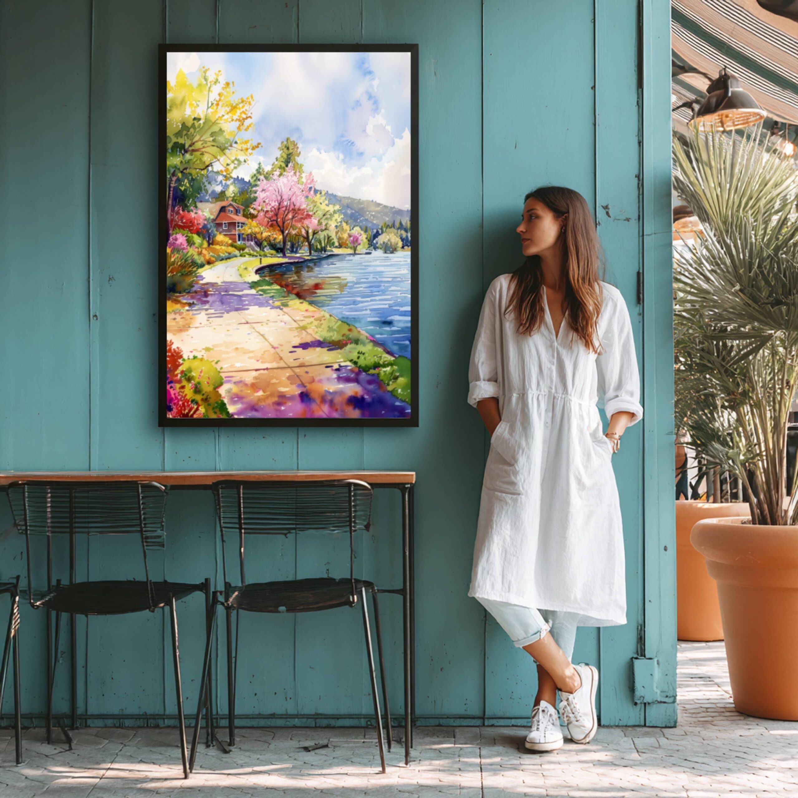 Bass Lake California USA Watercolor Print: American Travel Art Poster - Image 9