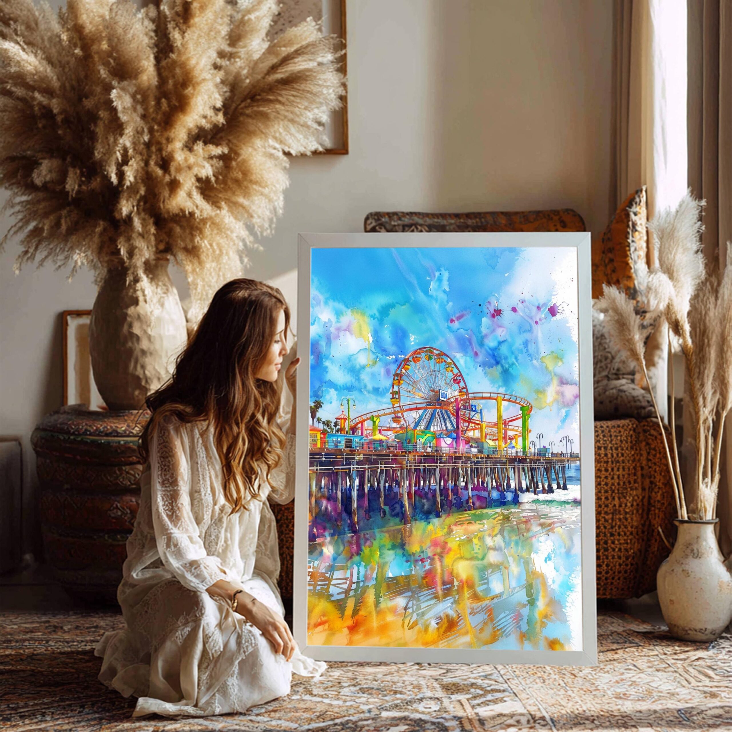 Santa Monica California USA Watercolor Print: American Travel Art Poster - Image 7