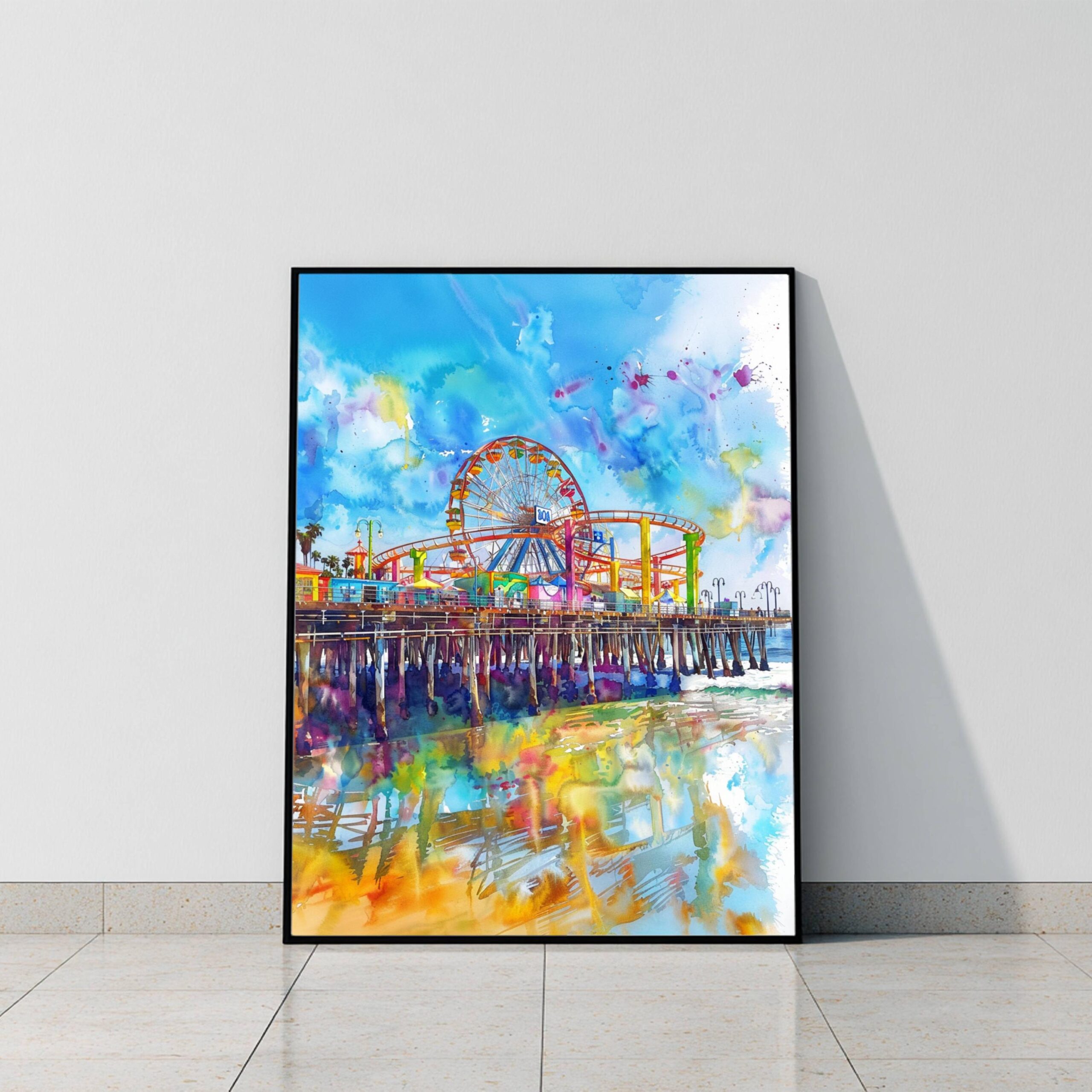 Santa Monica California USA Watercolor Print: American Travel Art Poster - Image 10