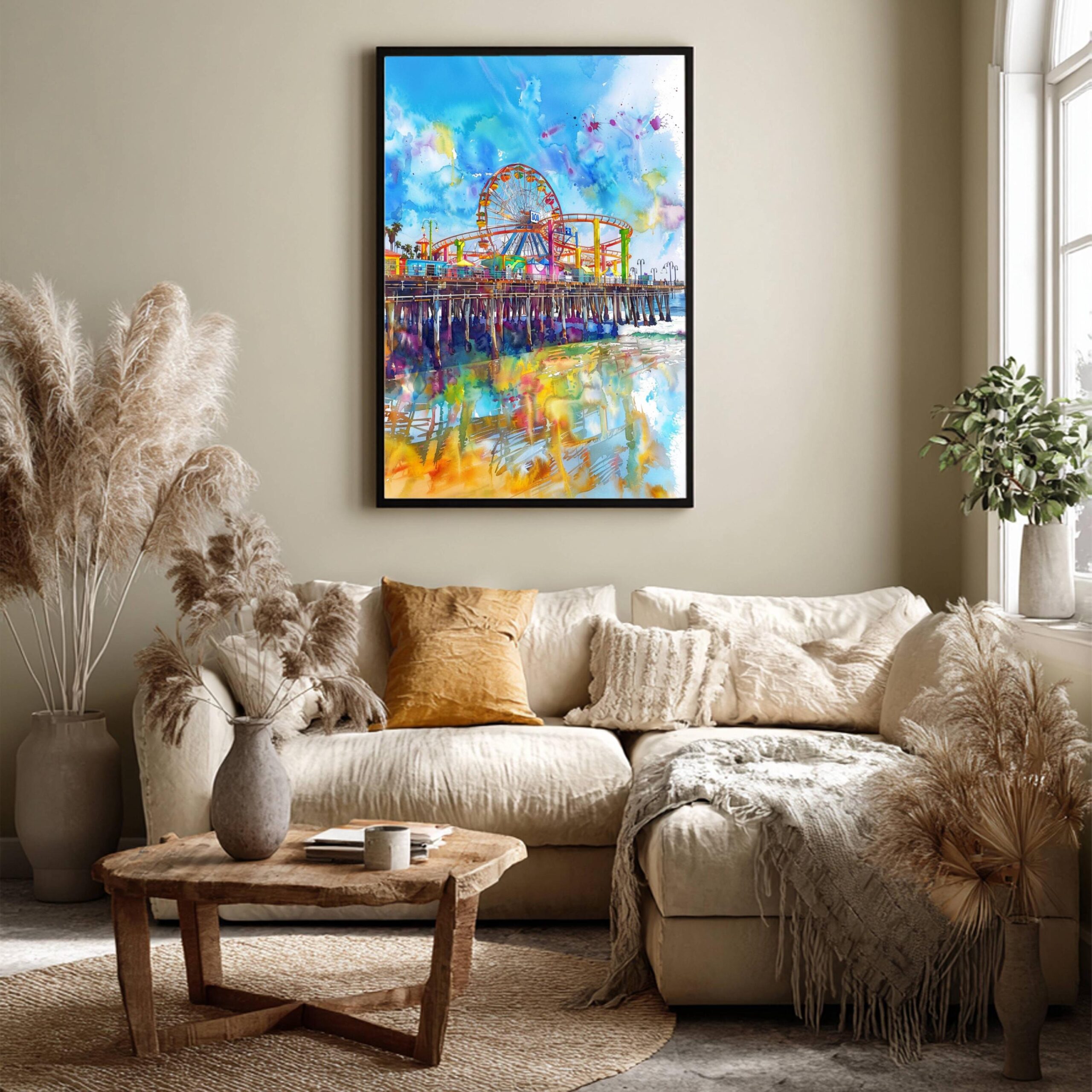 Santa Monica California USA Watercolor Print: American Travel Art Poster - Image 4
