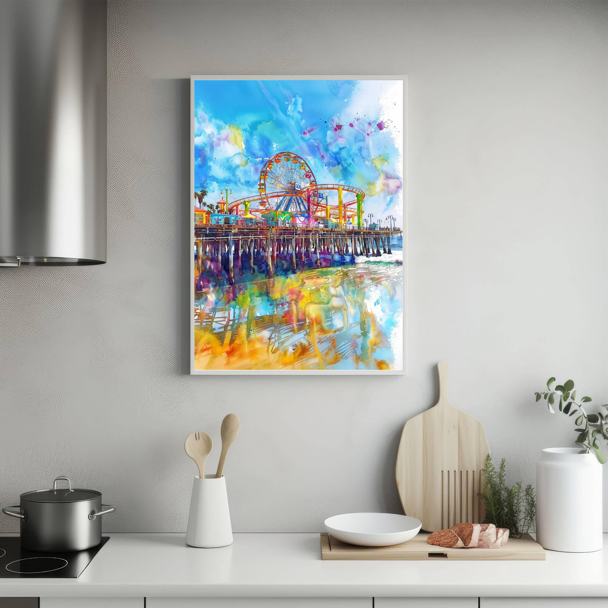 Santa Monica California USA Watercolor Print: American Travel Art Poster - Image 5