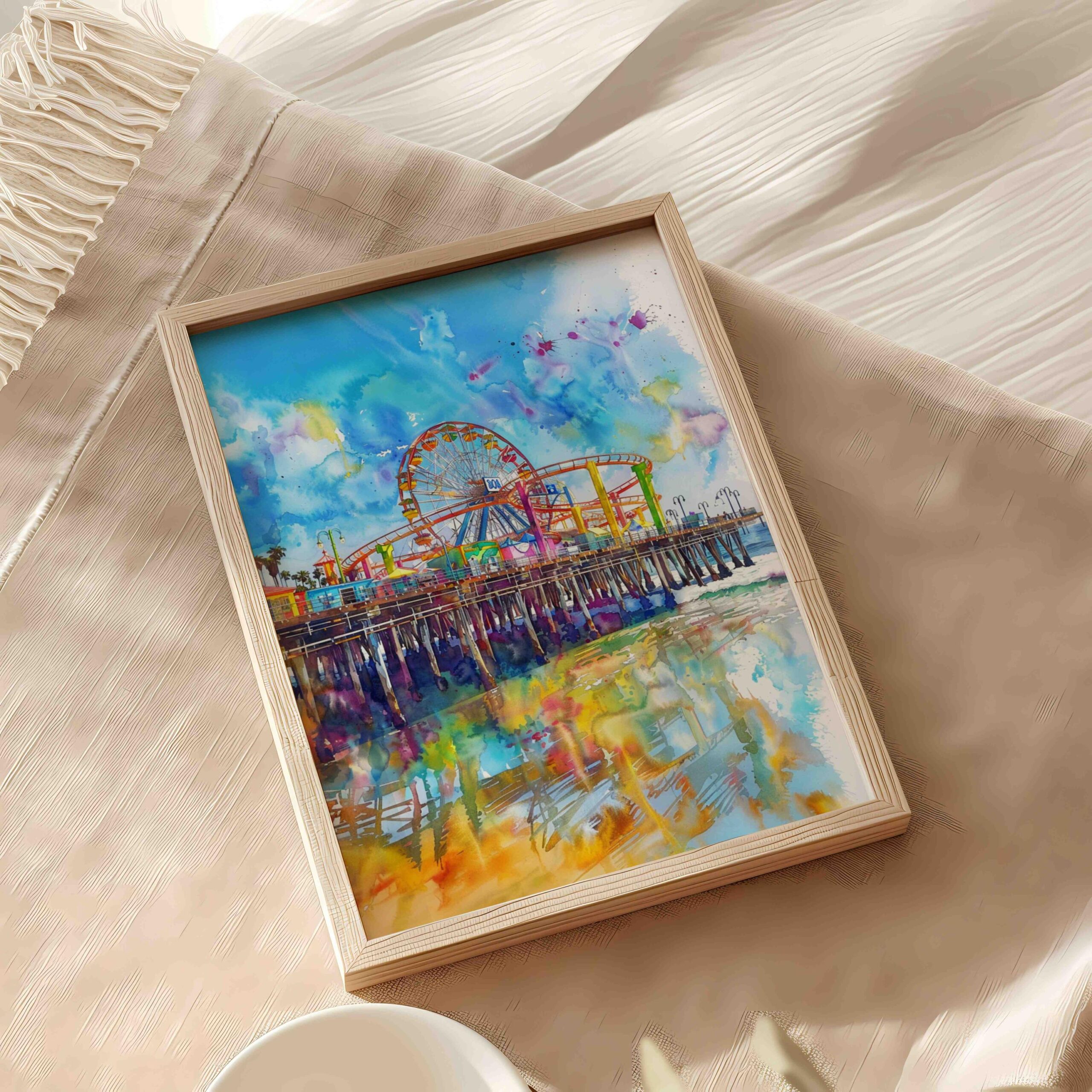 Santa Monica California USA Watercolor Print: American Travel Art Poster - Image 6