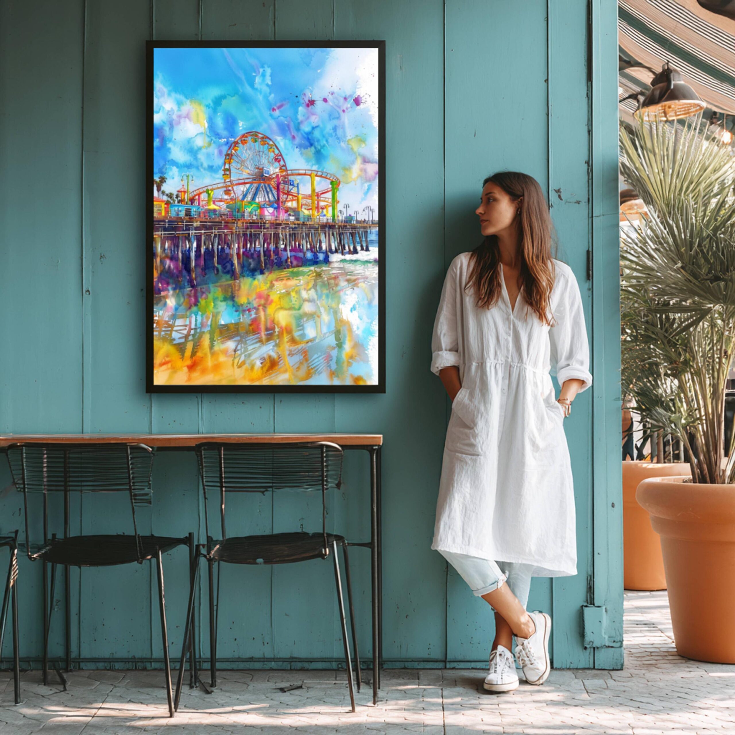 Santa Monica California USA Watercolor Print: American Travel Art Poster - Image 9