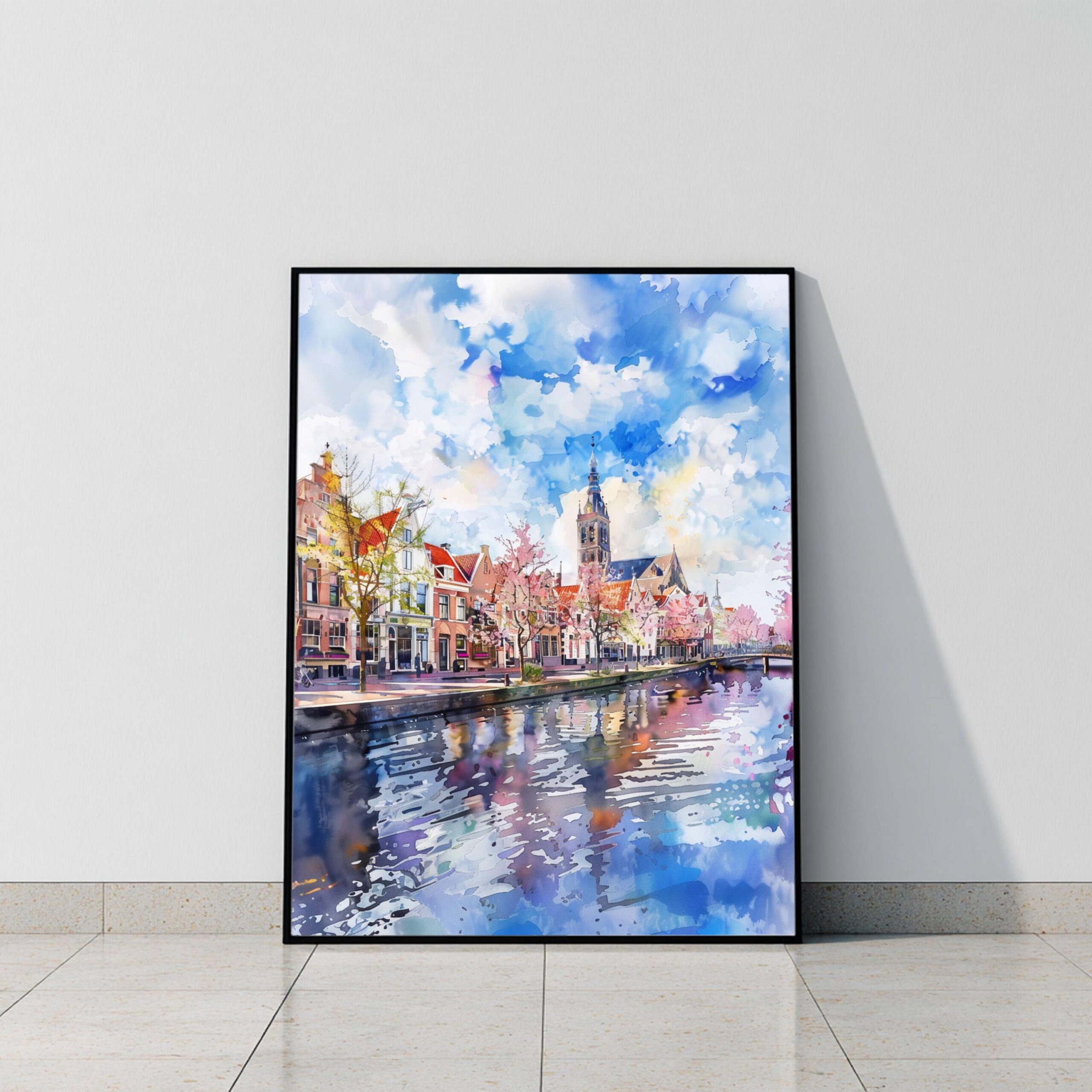 Delft The Netherlands (Holland) Europe Watercolor Print: Travel Art Poster - Image 10