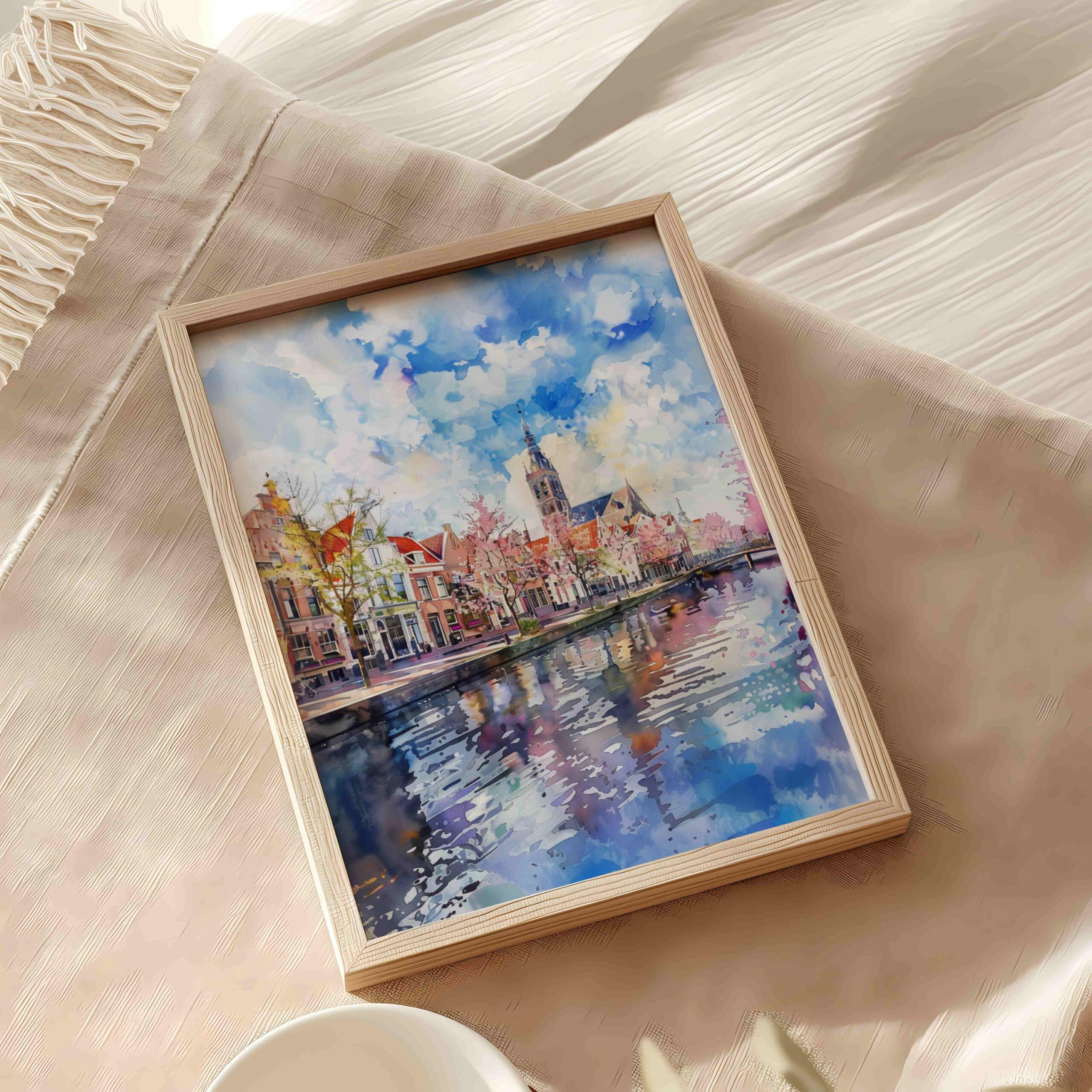 Delft The Netherlands (Holland) Europe Watercolor Print: Travel Art Poster - Image 6